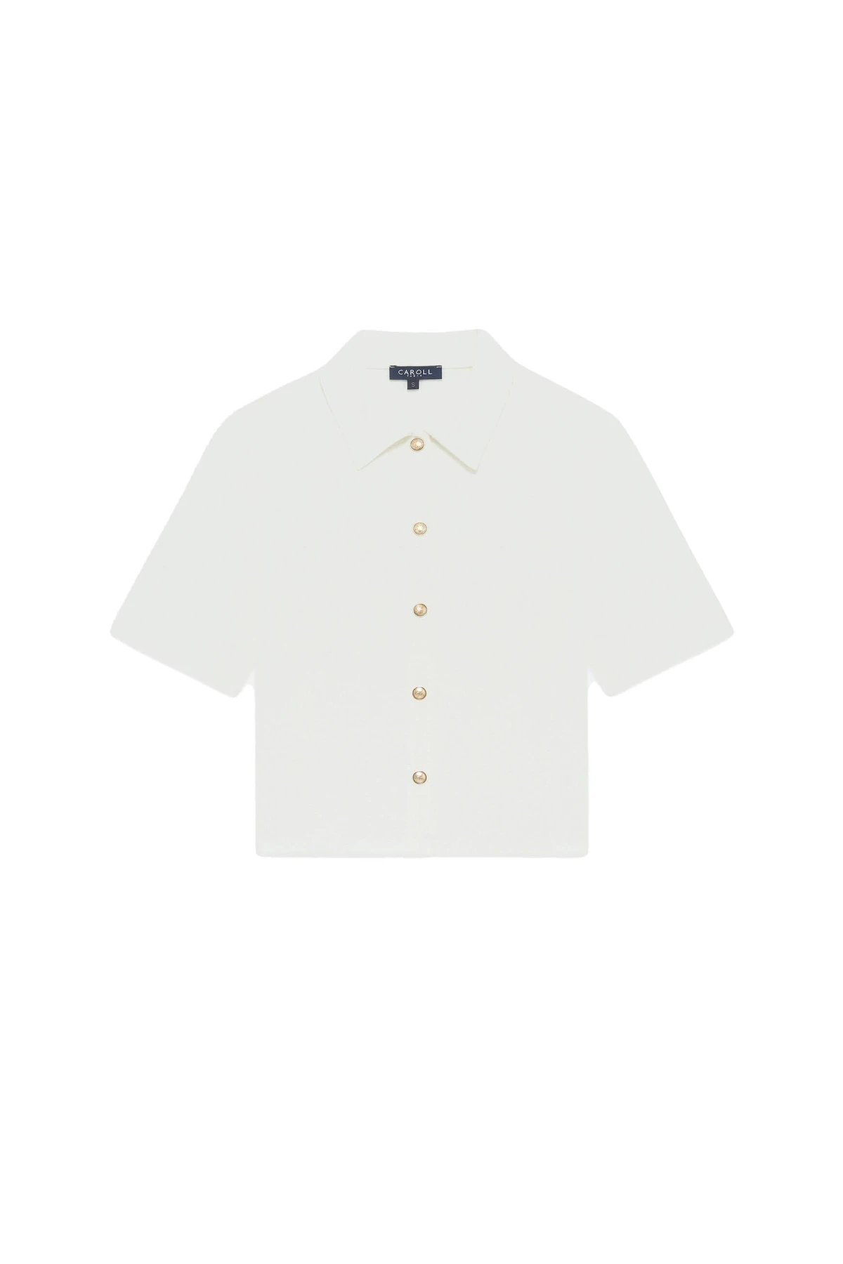 Short-Sleeve Knit Shirt With Gold Buttons