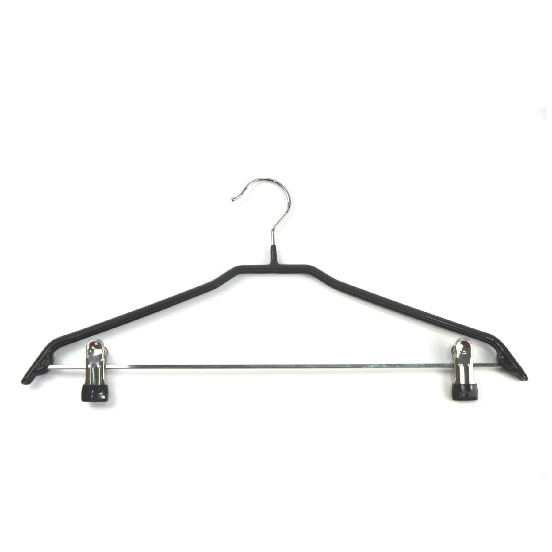  Set of 2 Pieces - Hangers Antislip with Clips Black