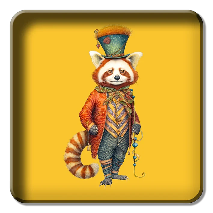 Square Tray - Circus Red Panda Yellow  30 cm