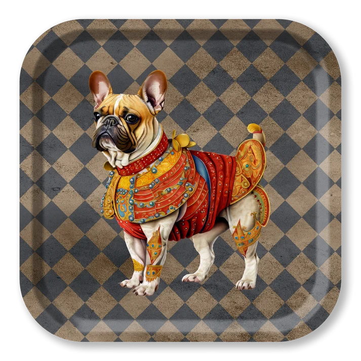 Square Wood Tray - Circus - Dog Checkers 32x32 cm