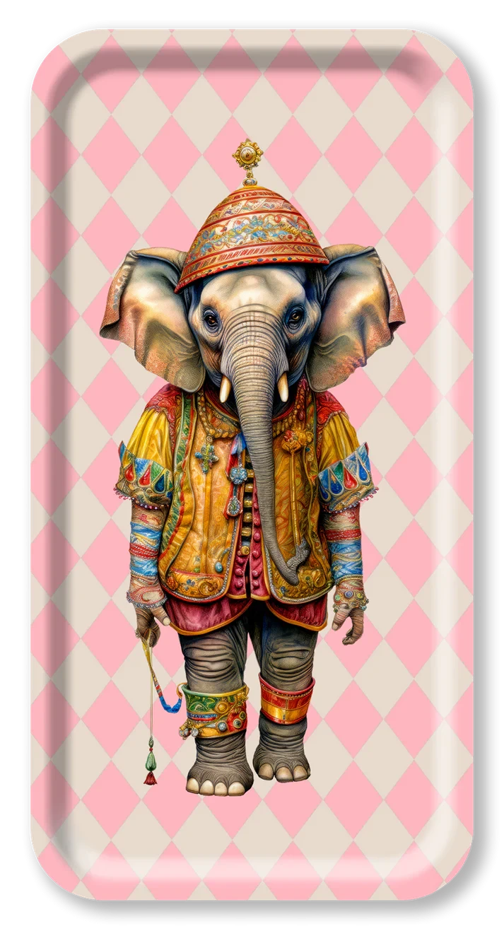 Rectangle Wood Tray - Circus - Elephant Pink 43x22 cm