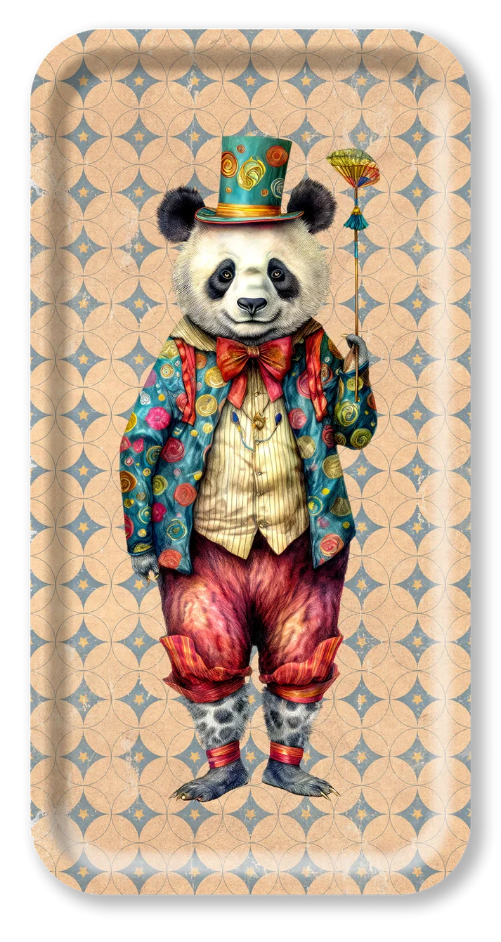 Rectangle Wood Tray - Circus - Panda Blue 43x22 cm