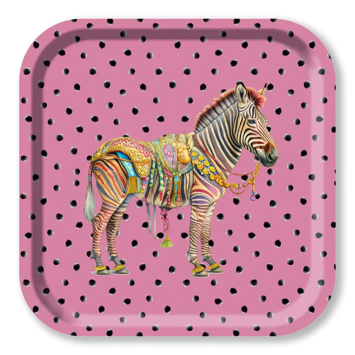 Square Wood Tray - Circus - Zebra Dots 32x32 cm