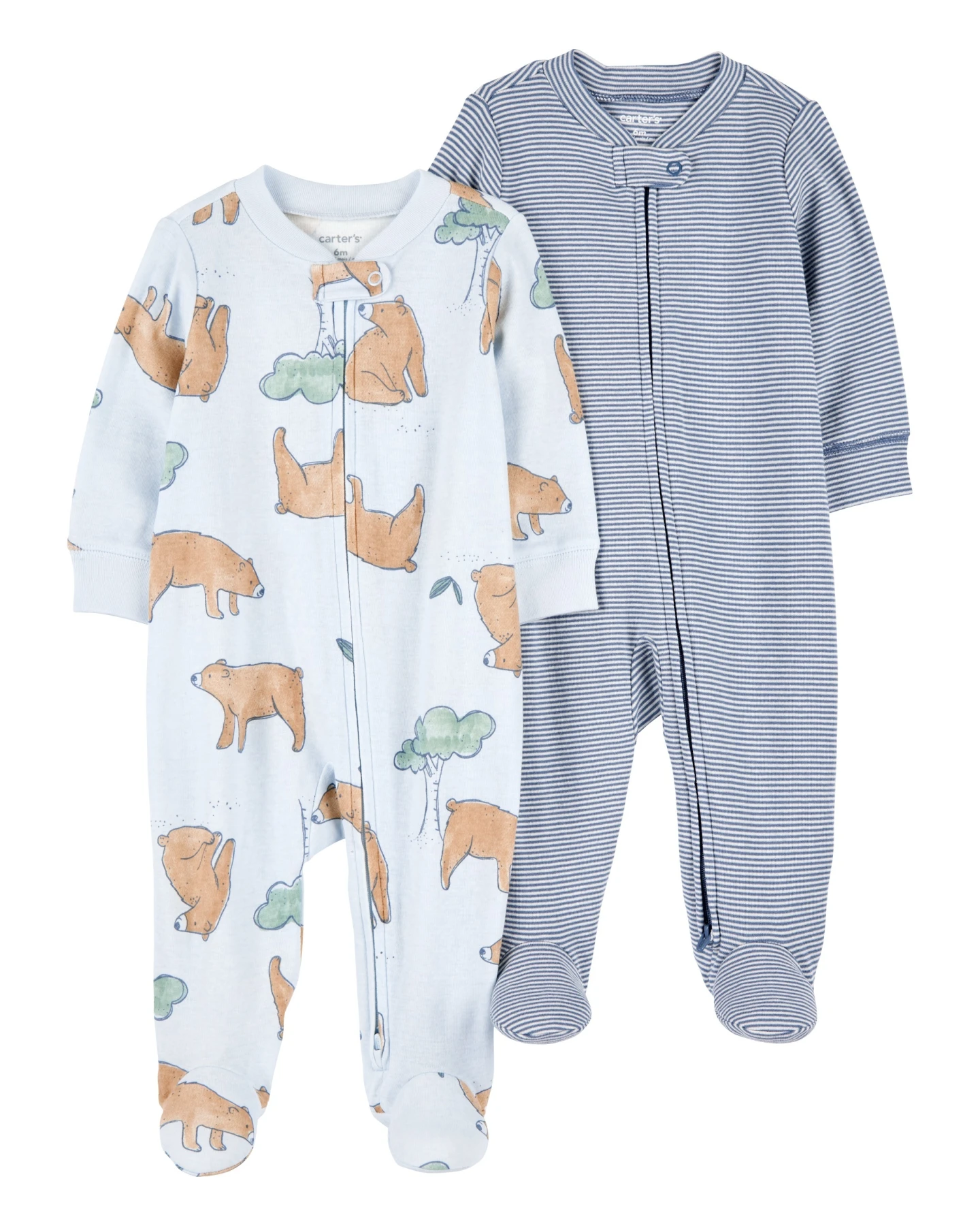 2-Pack 2-Way Zip Cotton Sleep & Play Pajamas