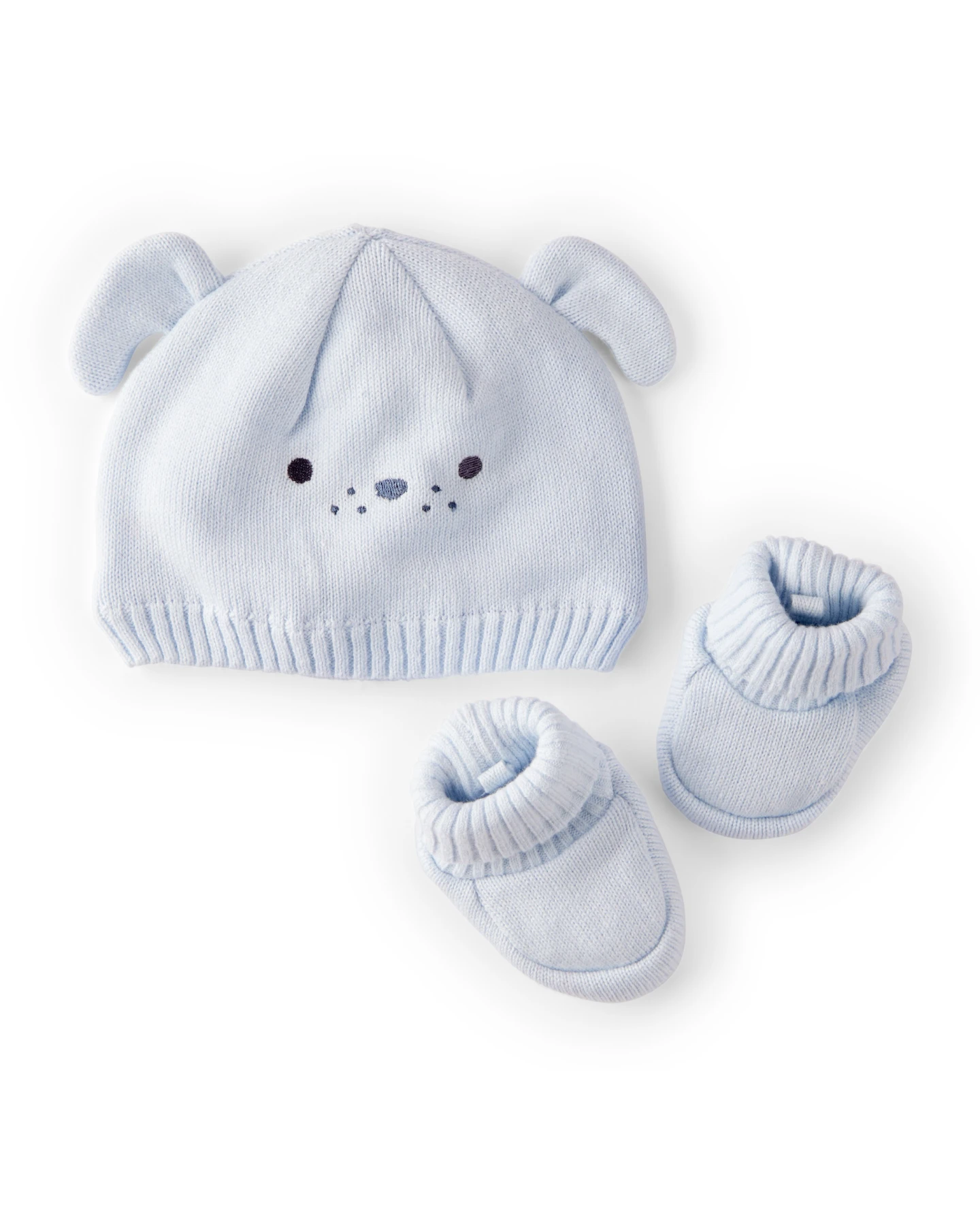 2-Piece Puppy Crochet Booties & Hat - Blue