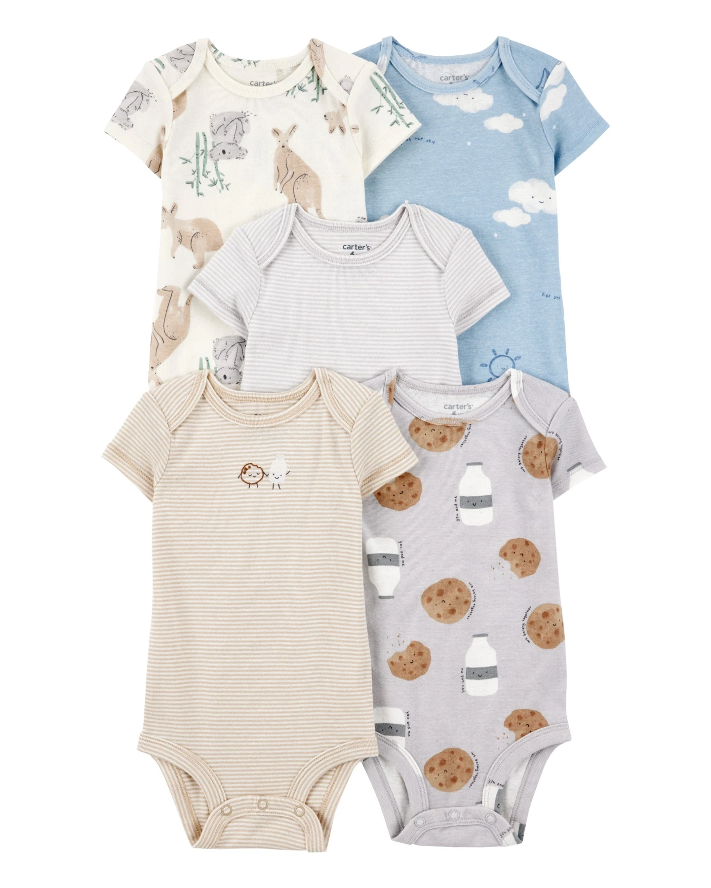 5-Pack Kangaroo Cloud Short-Sleeve Bodysuits