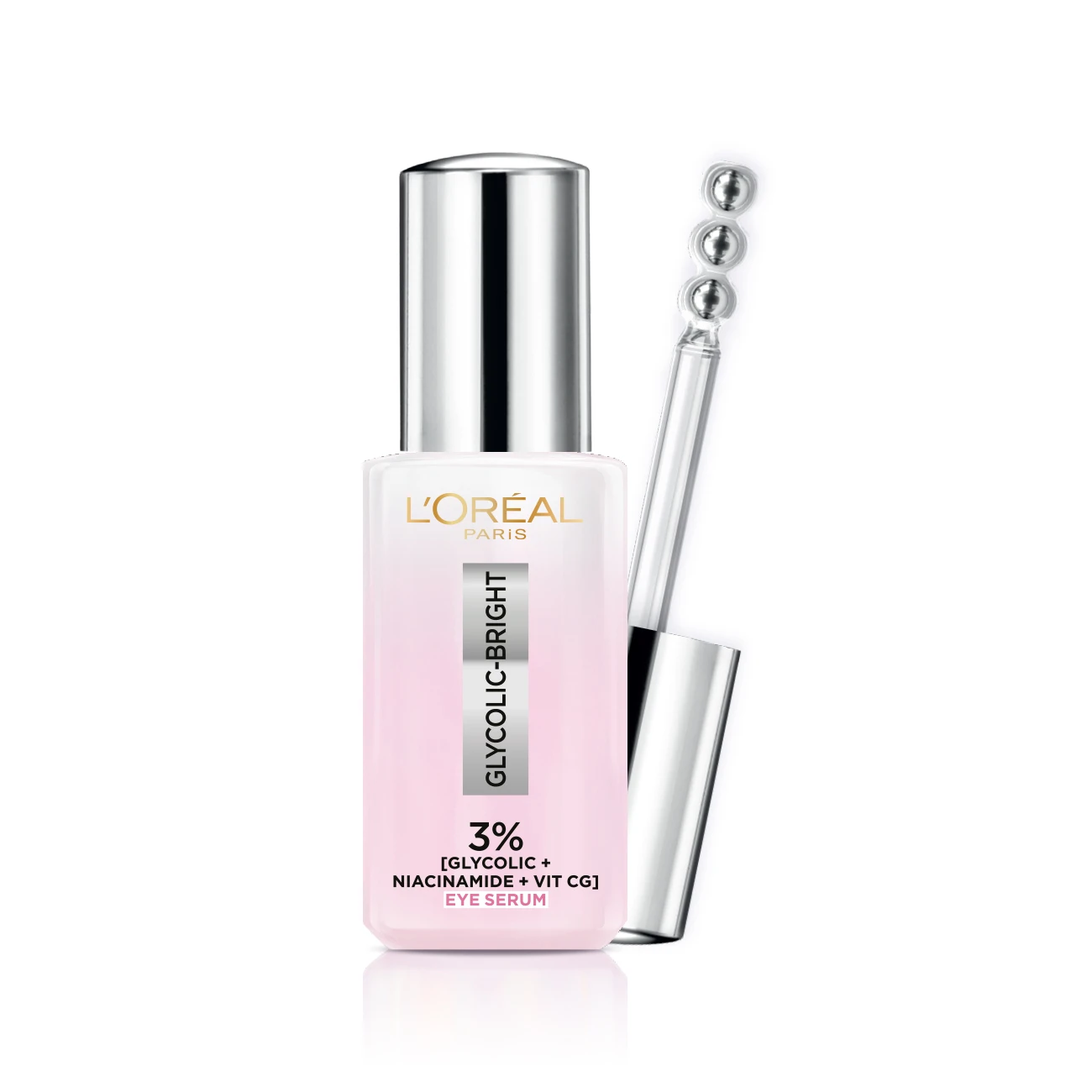 L'Oréal Paris Glycolic [3% Glycolic Acid  + Vitamin CG + Niacinamide] Eye Serum For Dark ircles, Brighten Eyes 20ml.