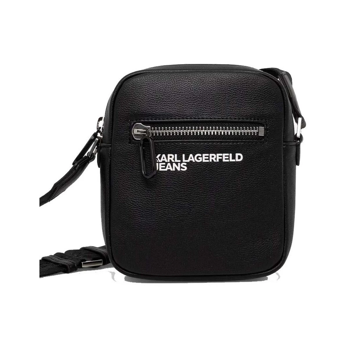 Logo Front-Zip Leather Crossbody Bag Image