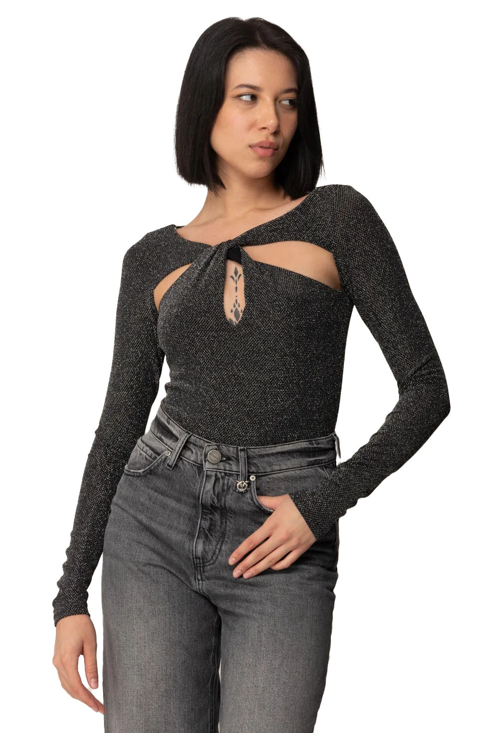 Sparkle Twist-Front Cutout Top Image