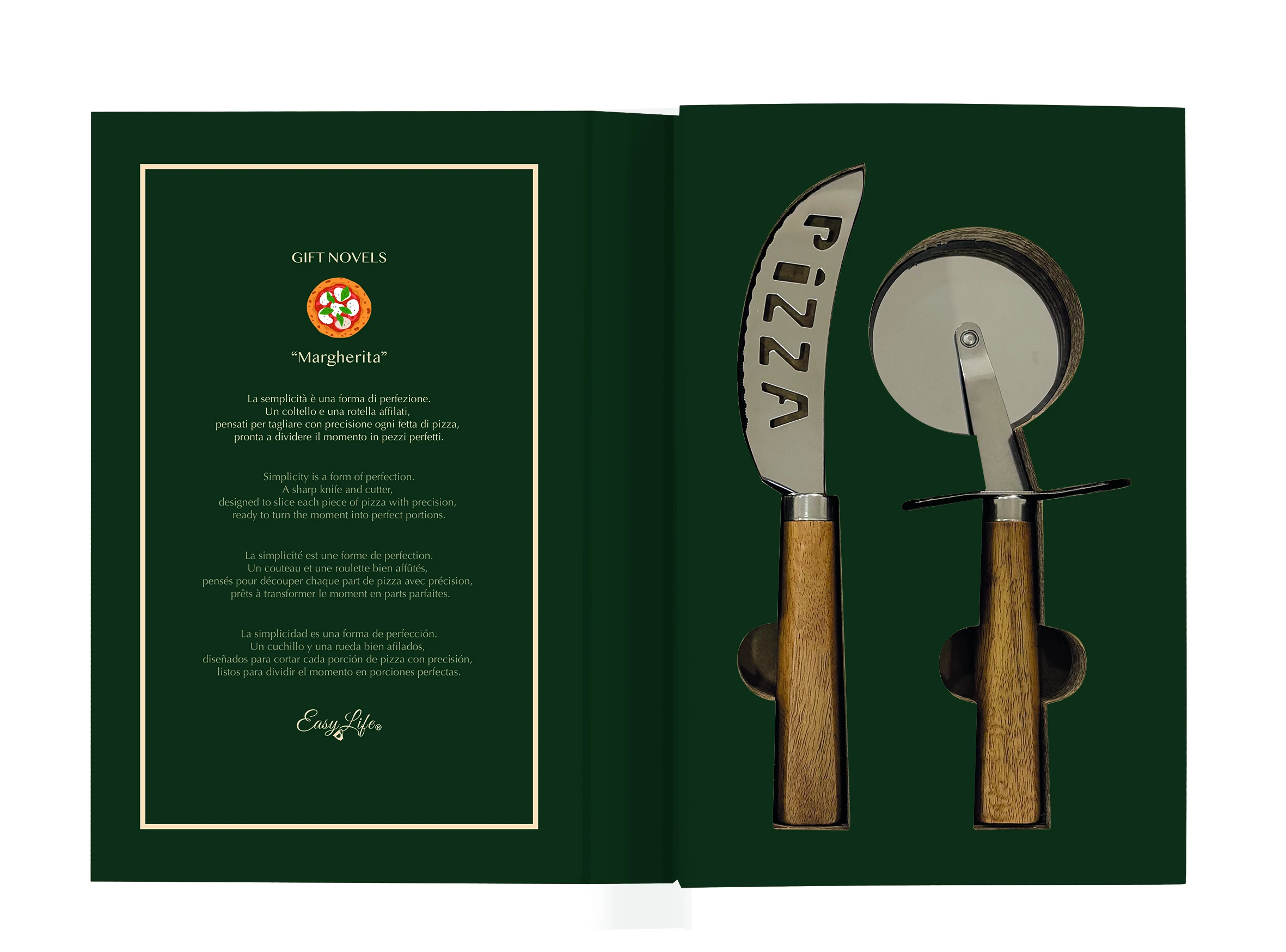 2-Piece Pizza Set - Pizza Knife + Pizza Cutter