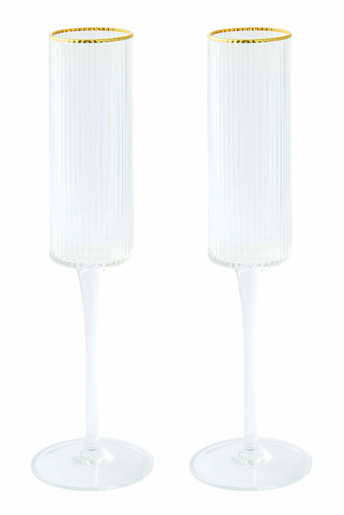 Set Of 2 Flutes 200 Ml In Color Box With Rim Gold
