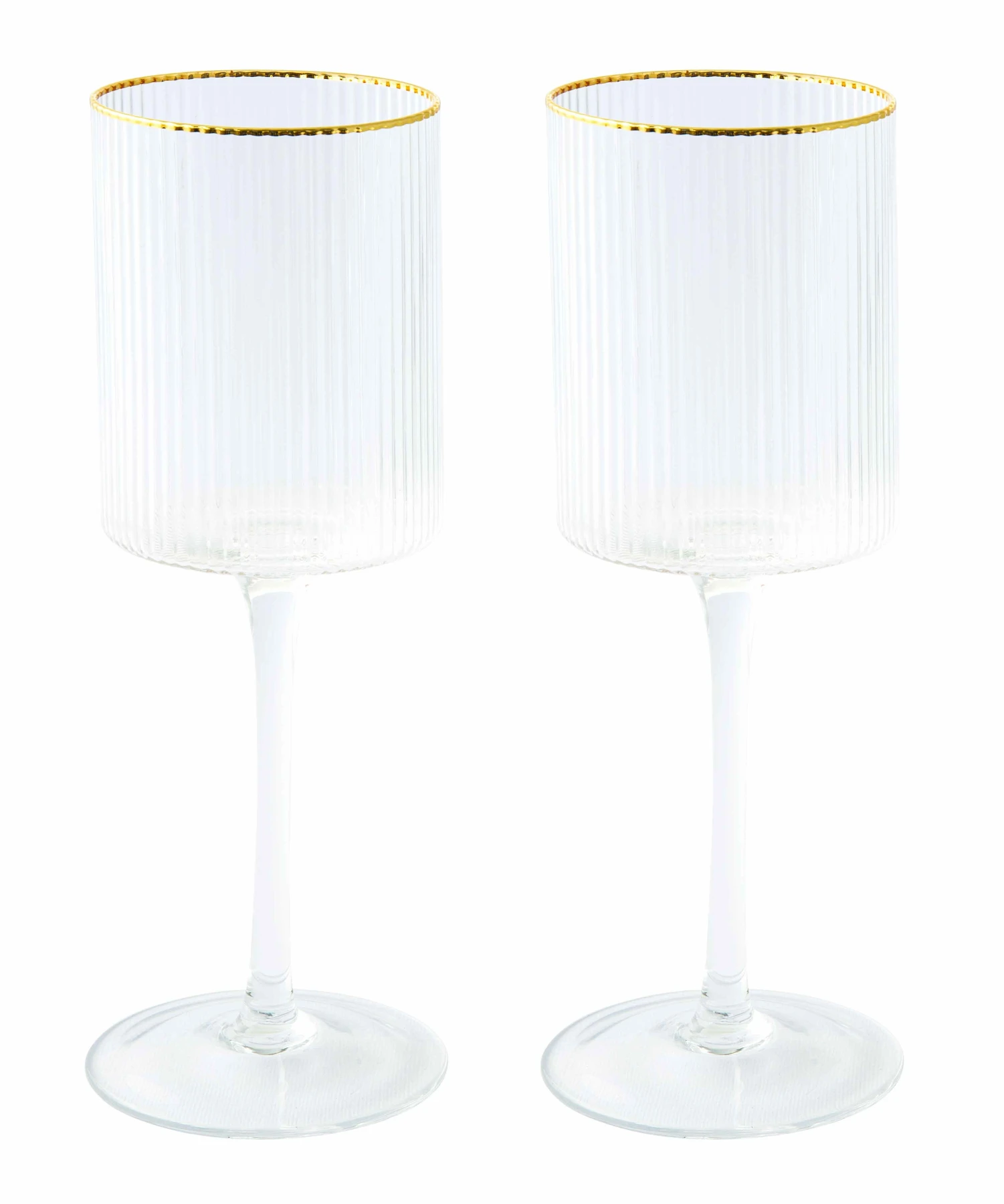 Set Of 2 Wine Glasses 300 Ml In Color Box With Rim Gold