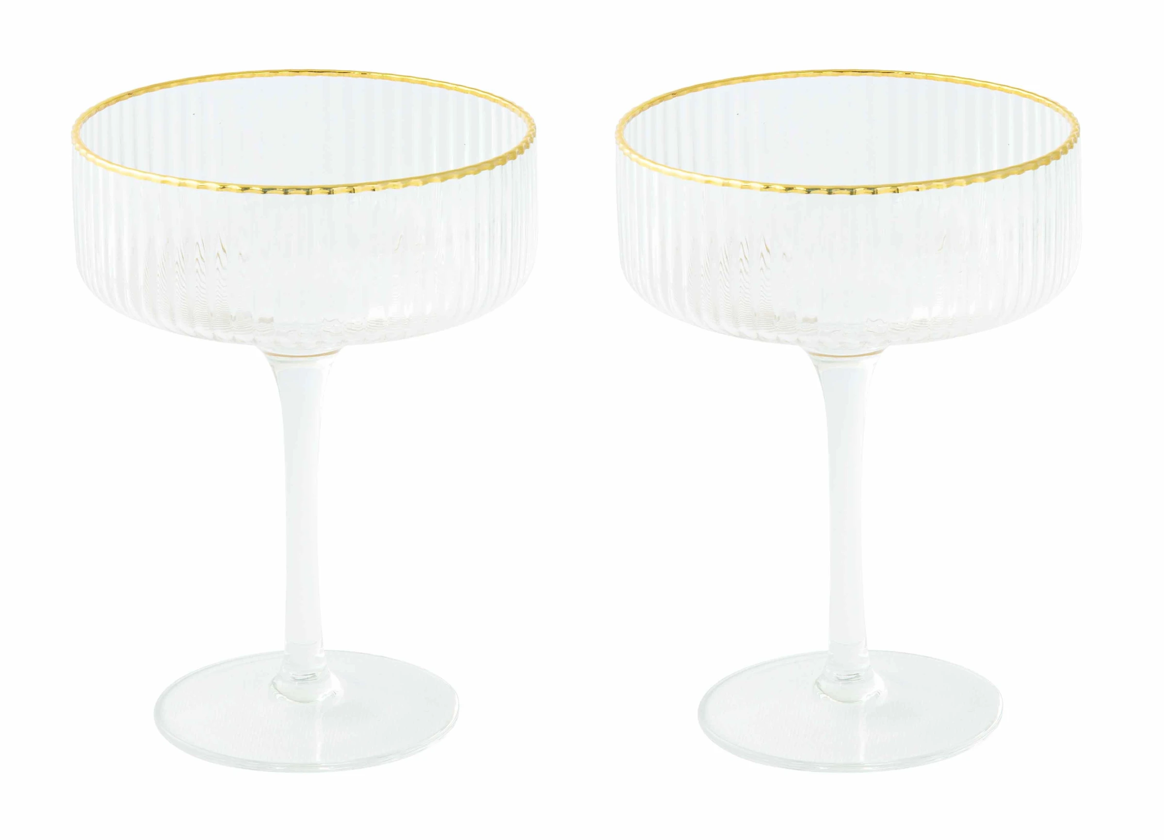 Set Of 2 Cocktail Glasses 250 Ml In Color Box With Rim Gold