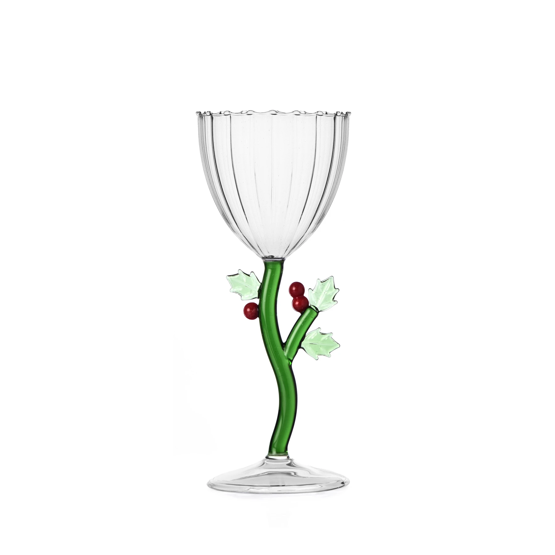 Holly Stem Glass h21cm - Christmas Edition