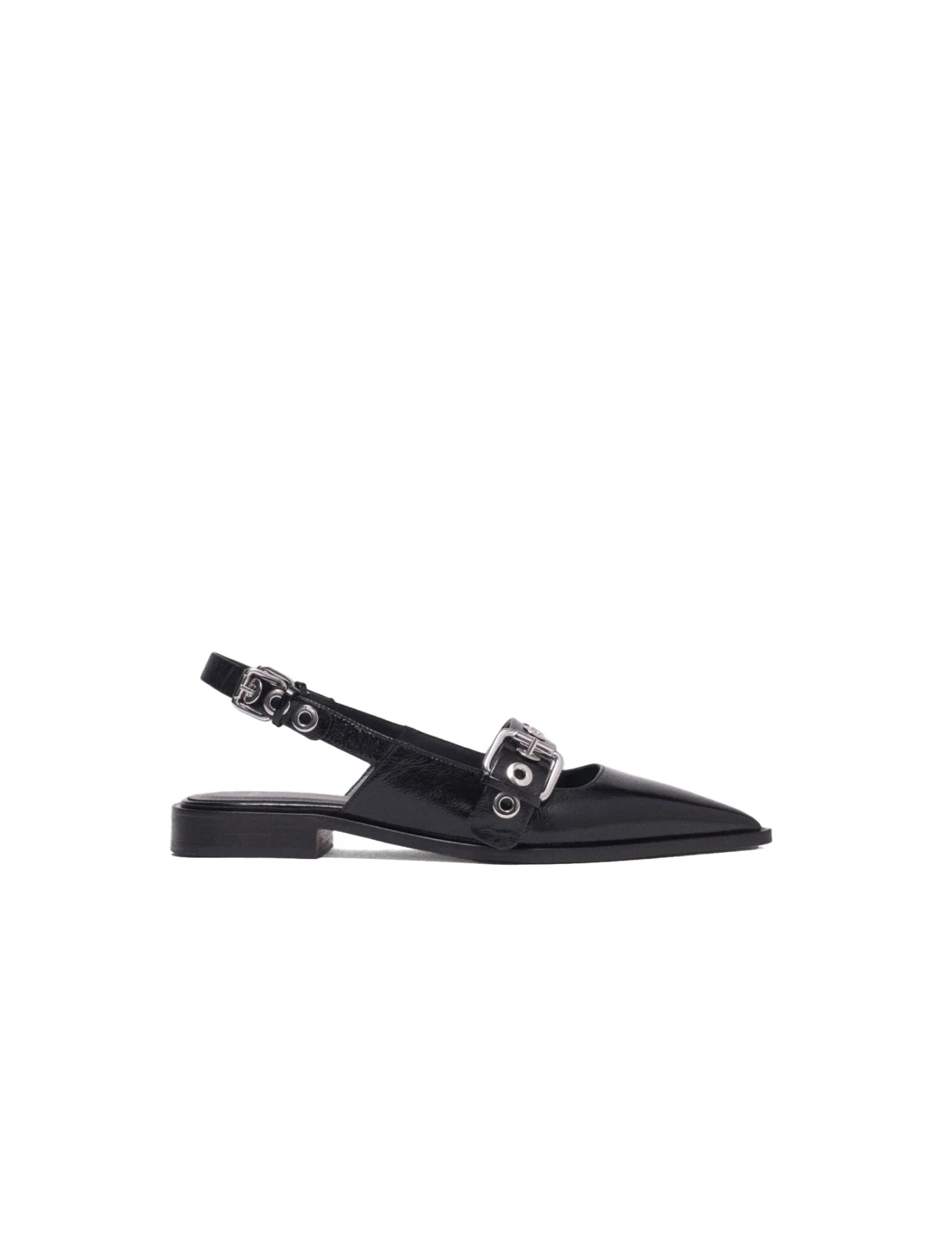 Flat Leather Strap Slingbacks Ballerinas