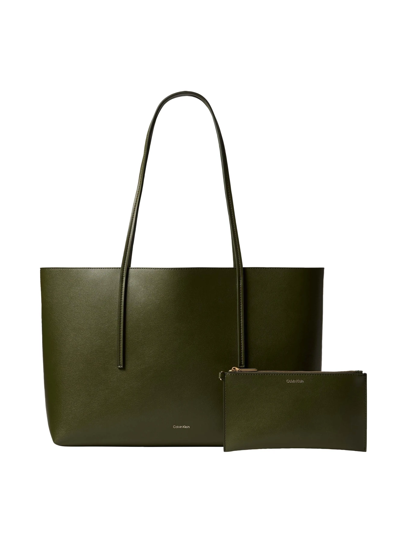 Minimalist Leather Shopper Tote Bag with Removable Pouch Image