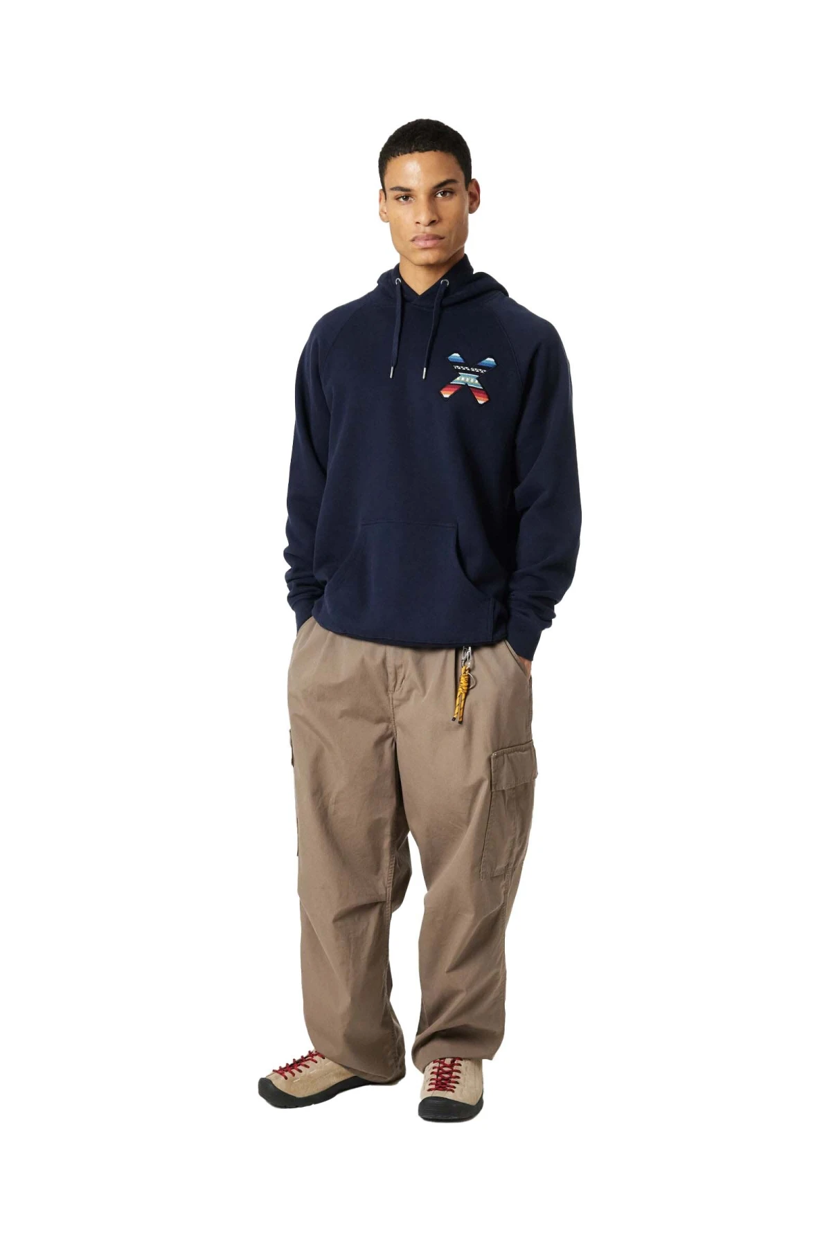 Hoodie with Coloured X Embroidery on the Chest Image