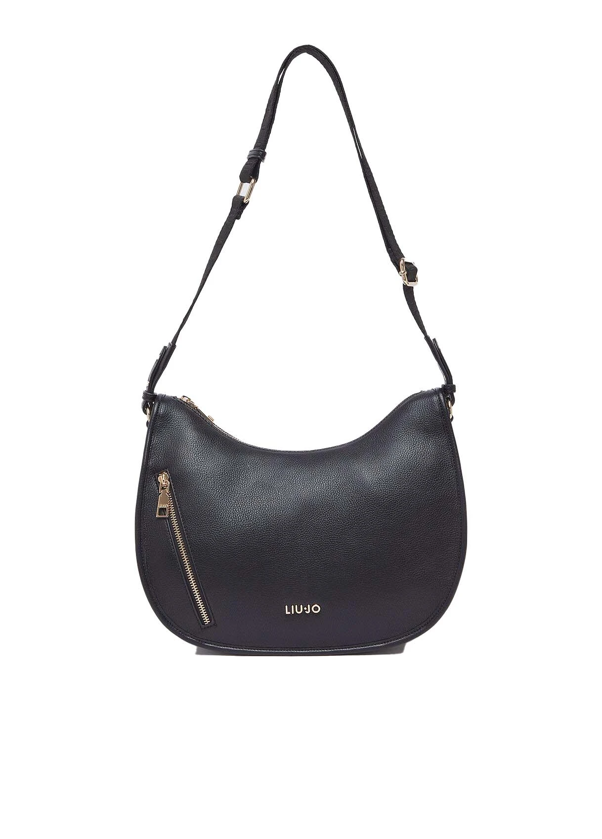 Leather Shoulder Bag with Side Zipper Detail Image