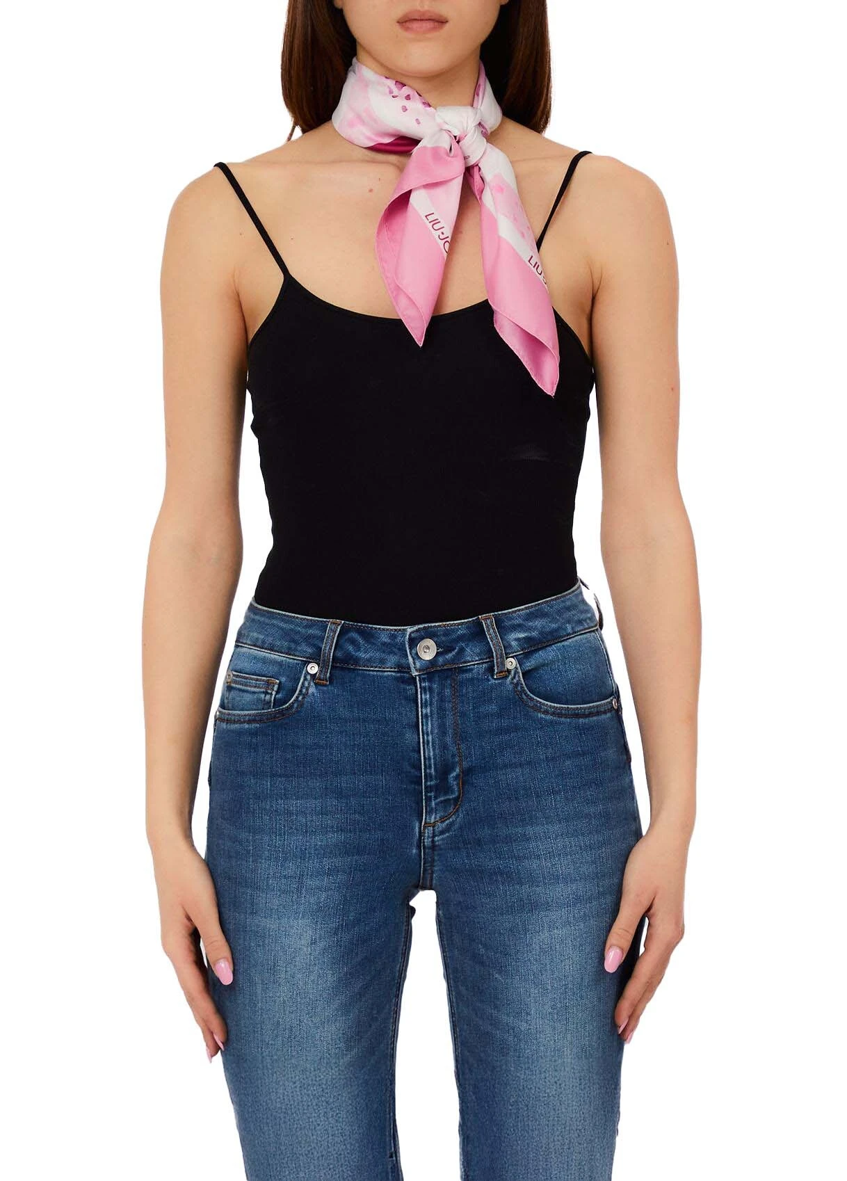 Lightweight Abstract Flower Print Scarf with Monogram