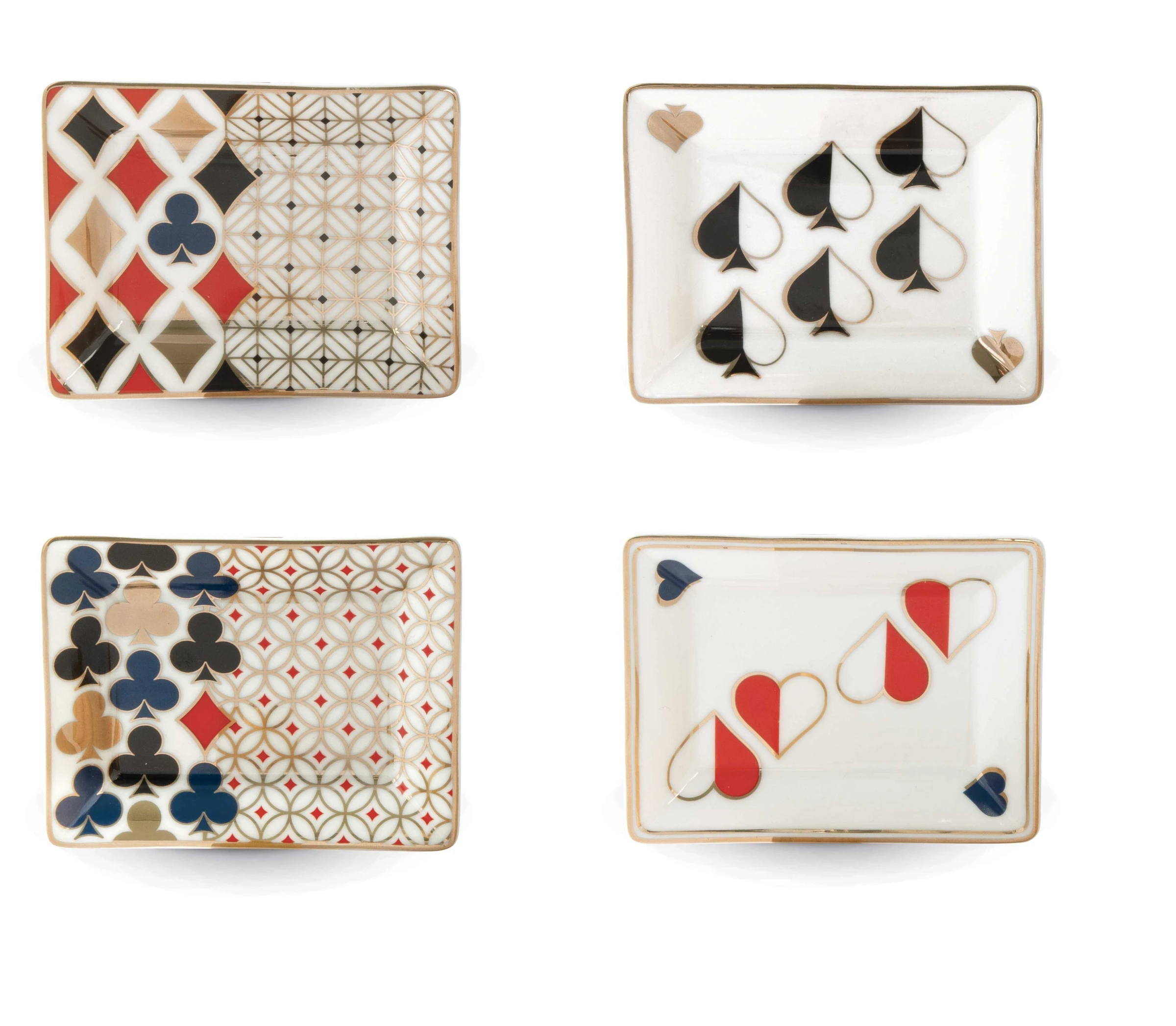 Set Of 4 - Porcelain Ring Holder 9,5X7,5 Cm - Casino
