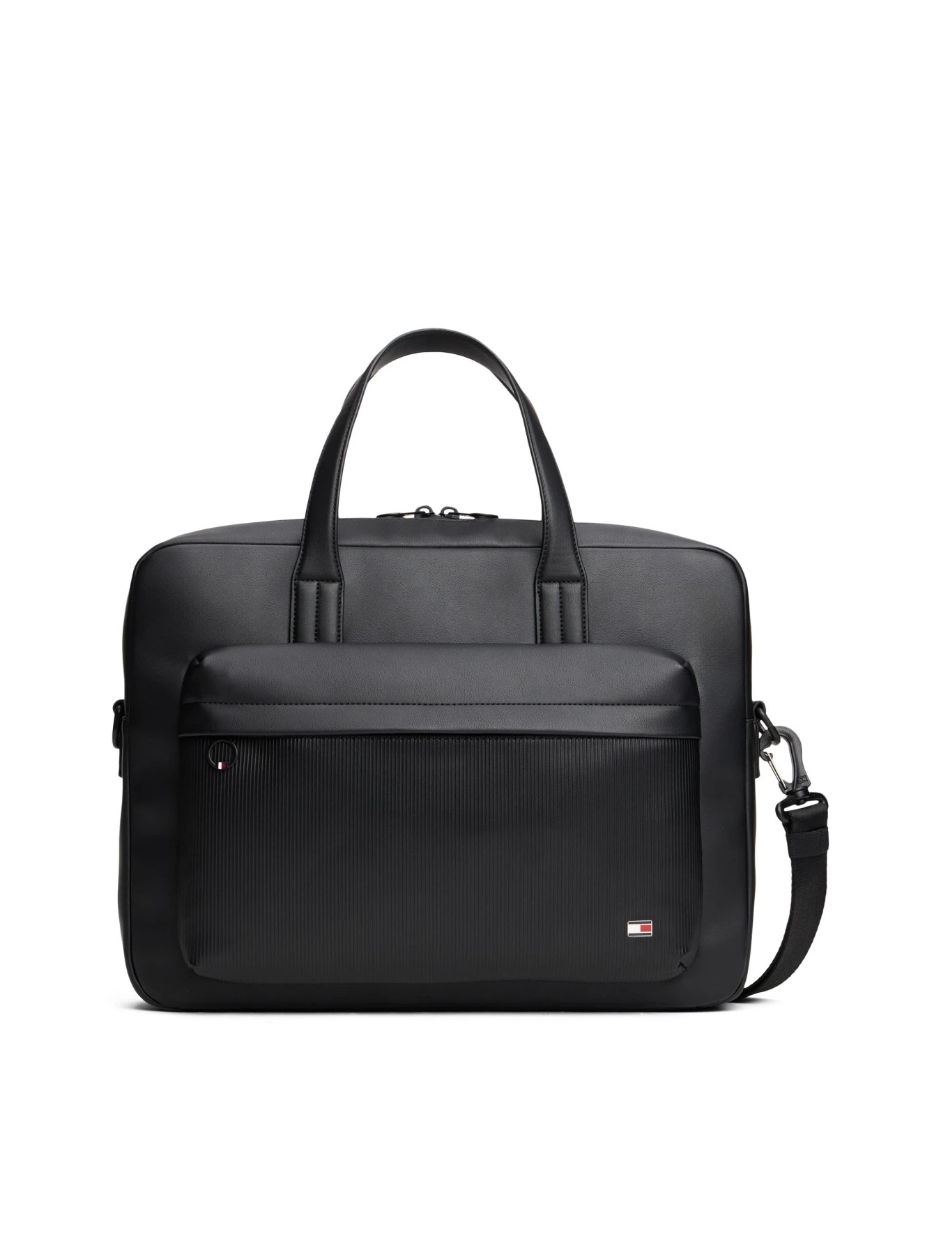 Flag Ribbed Pocket Leather Laptop Bag
