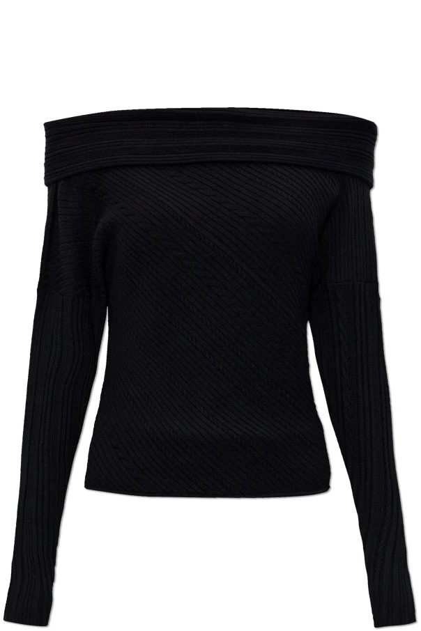 Off-Shoulder Knit Long Sleeve Top
