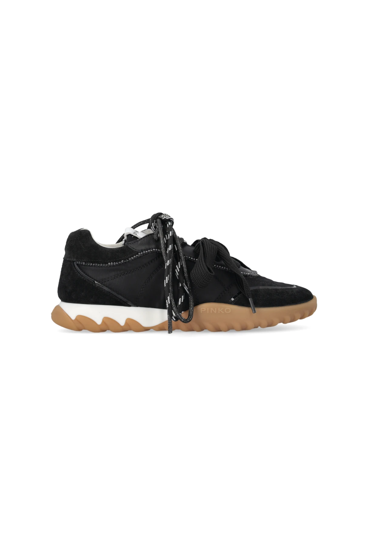 Suede & Technical Fabric Sneakers with Double Laces
