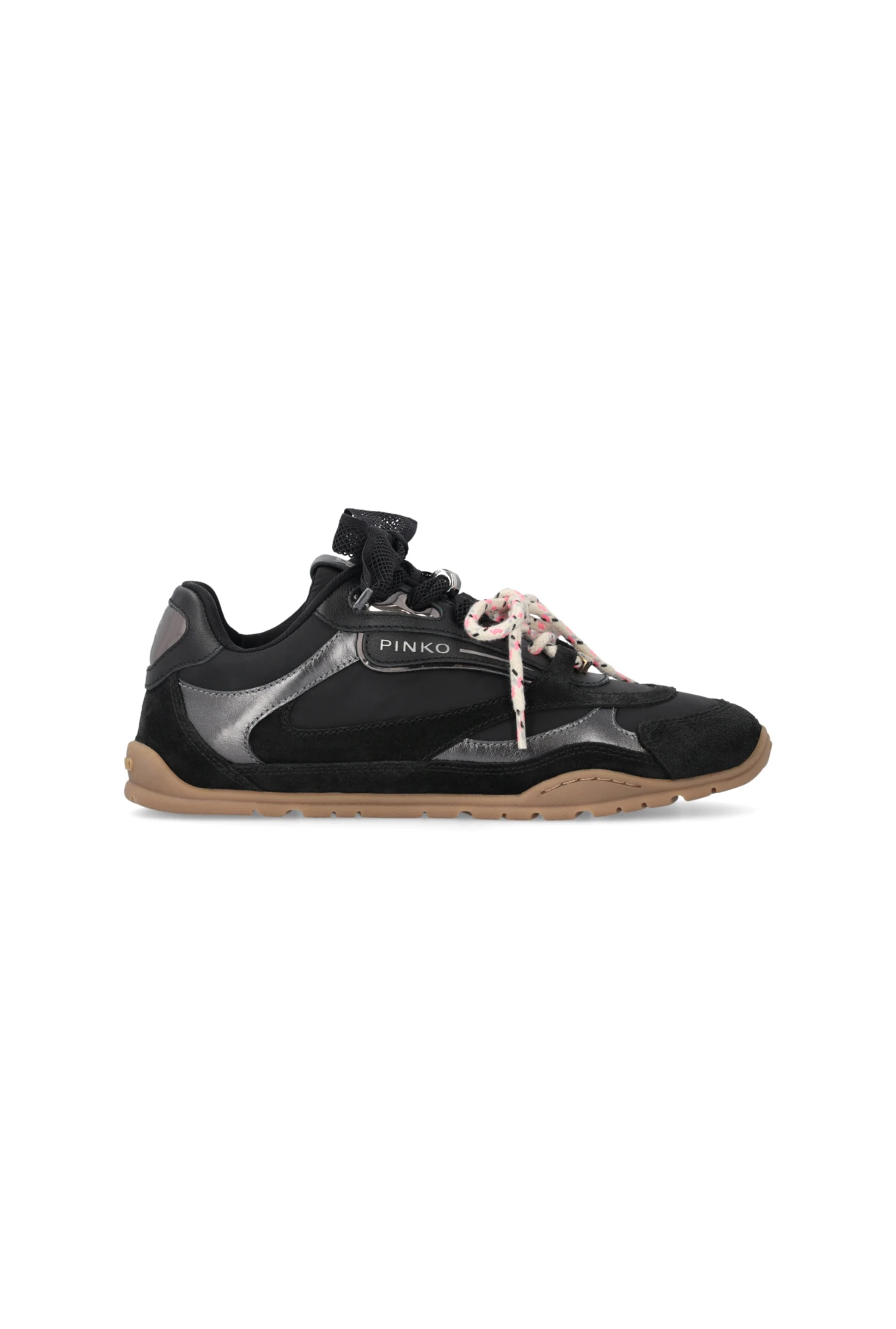 Multi Material Logo Sneakers with Double Laces