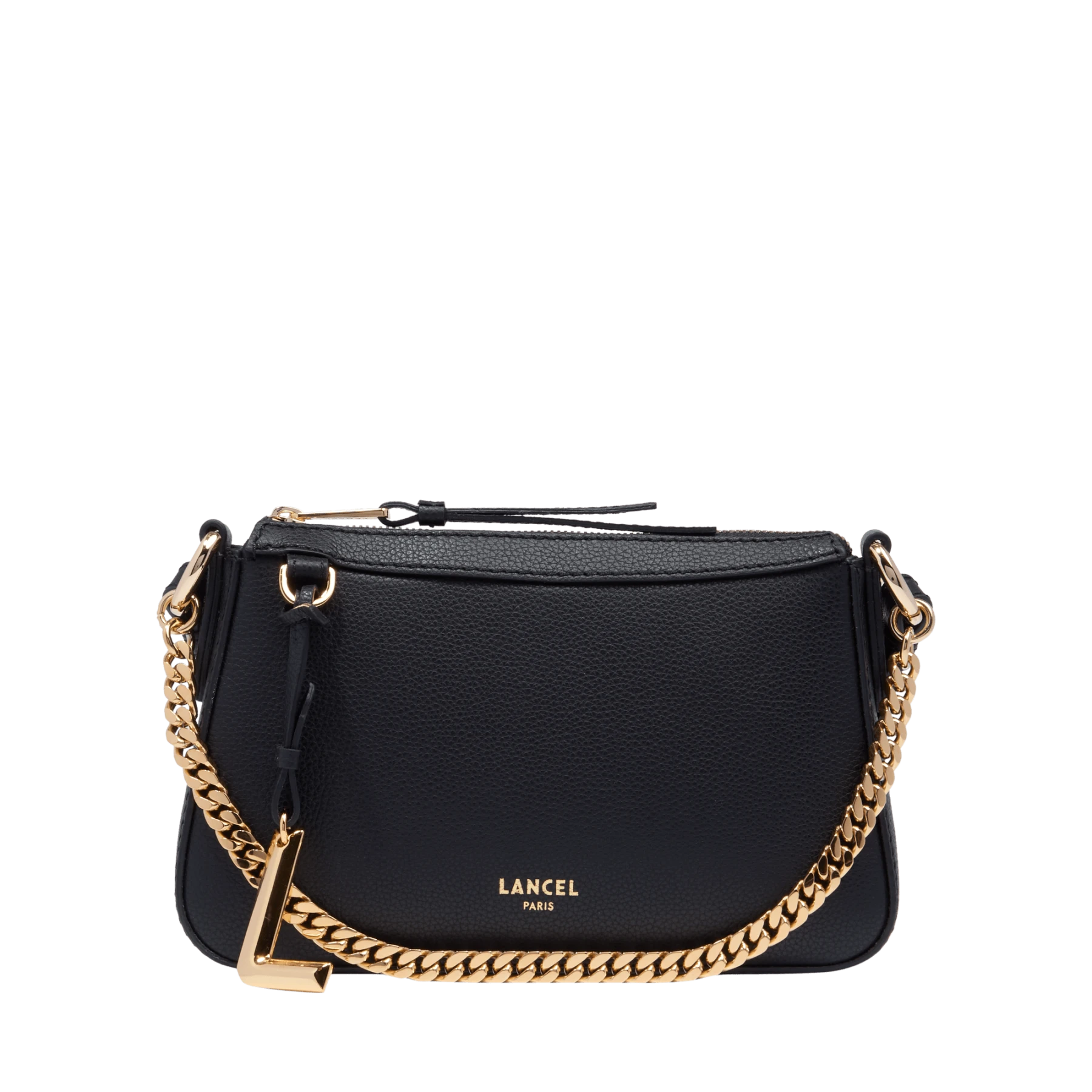 Black Pebbled Leather Shoulder Bag Image