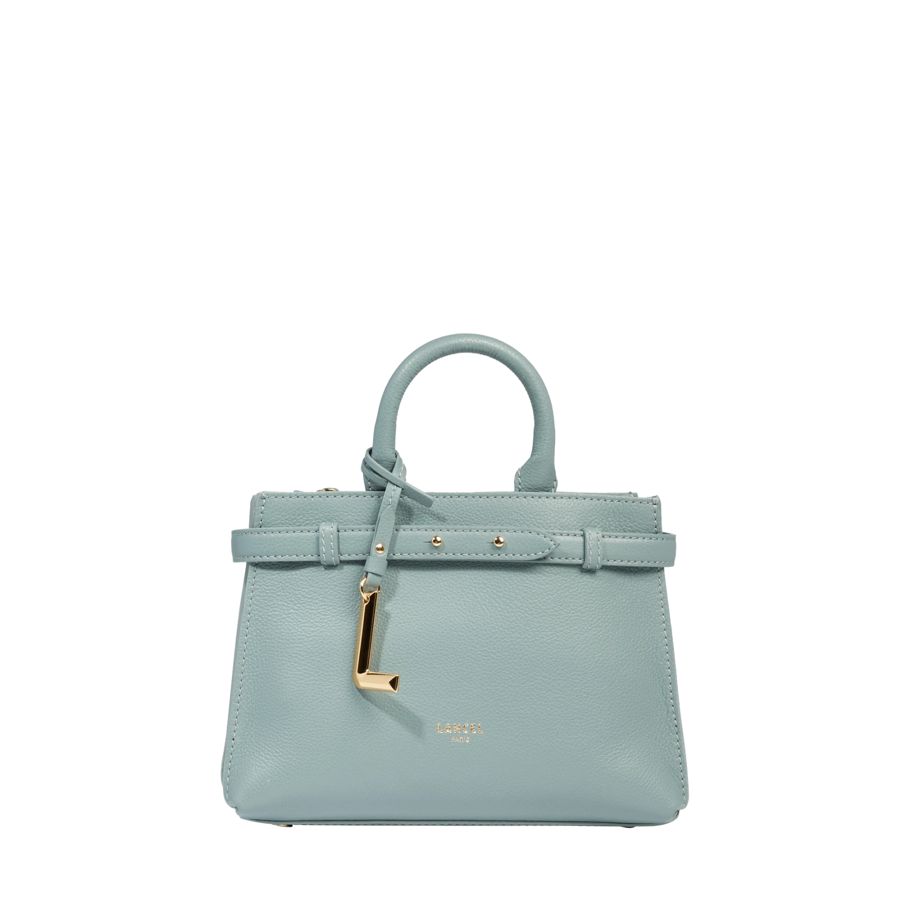 Light Green Mini Grained Leather Tote Bag Image