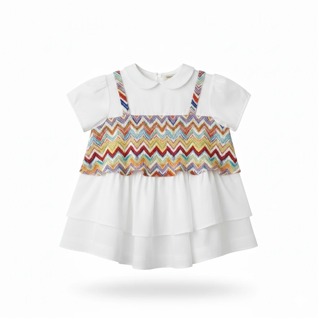 Baby Girl Tiered Chevron Bodice Dress
