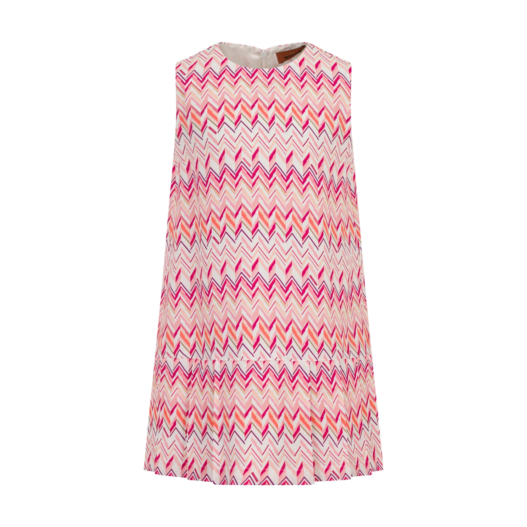 Kids Girls Sleeveless Pleated Zig Zag Dress