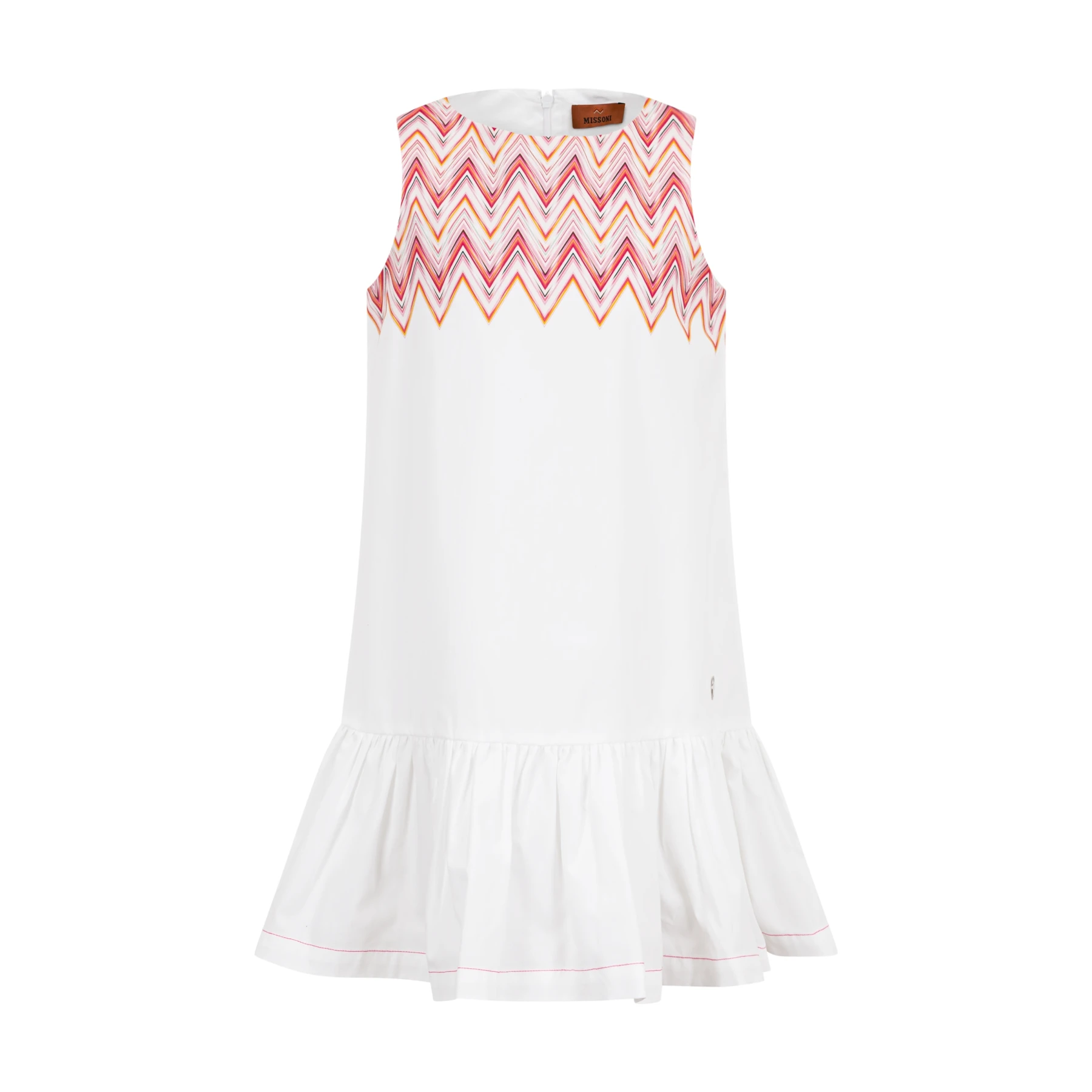 Kids Girls Cotton Drop-Waist Dress with Signature Zigzag Bodice