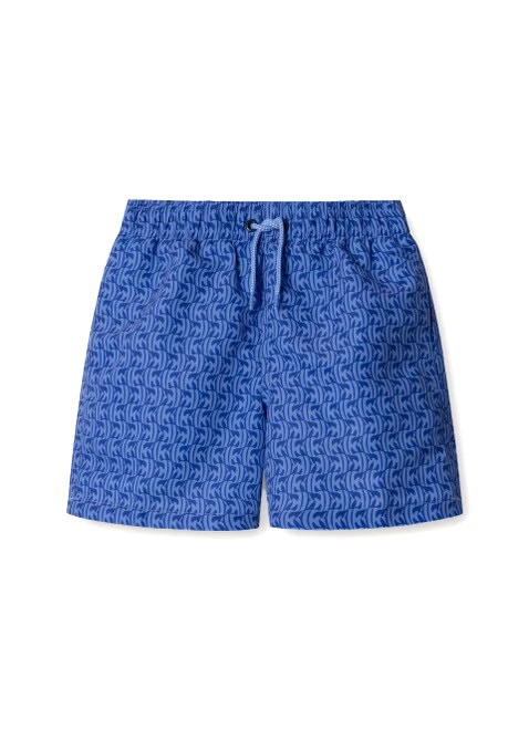 Kids Boys Geometric Wave Print Swim Trunks