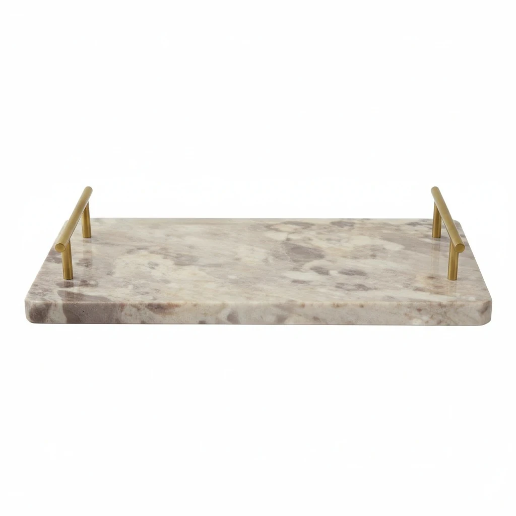 Rectangular Tray with Gold Handles 42x21 cm Image