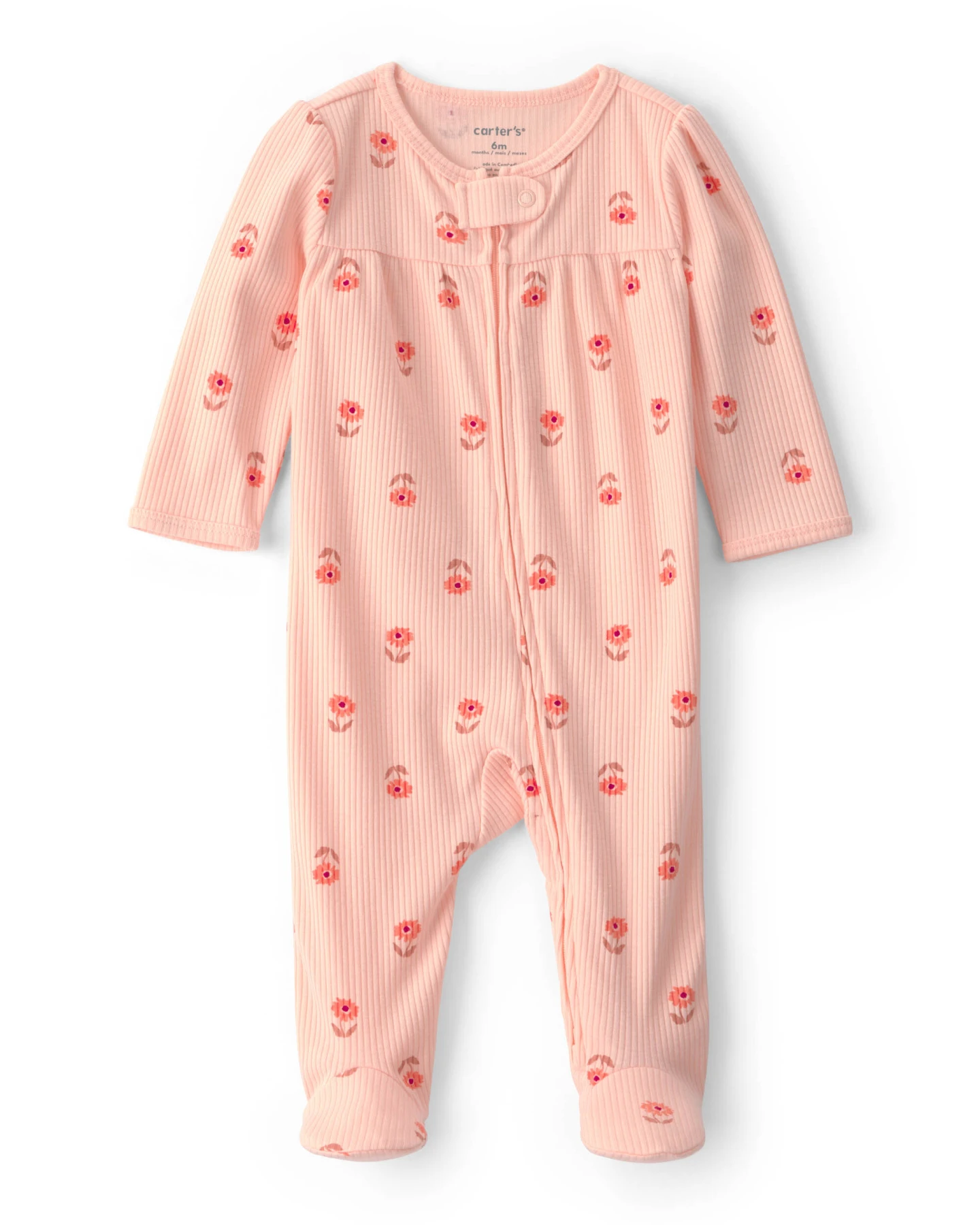 Baby Girl Floral 2-Way Zip Sleeper - Orange