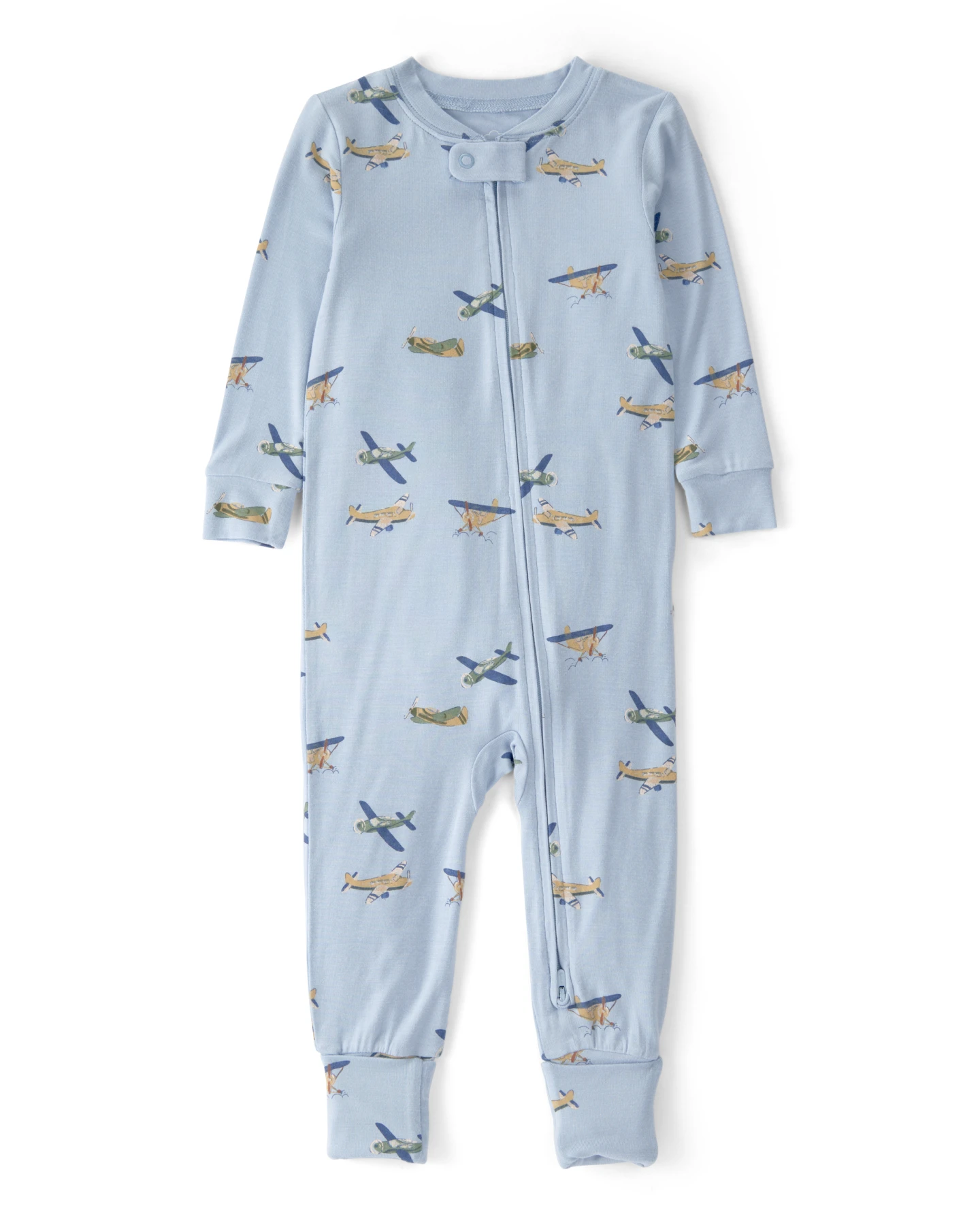 Baby Boy Plane PurelySoft 2-Way Zip 1-Piece Pyjama - Blue
