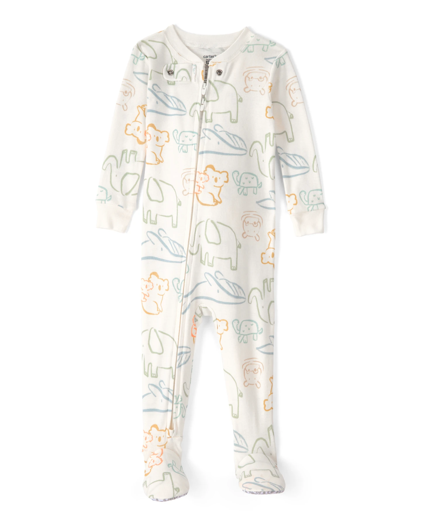 Baby Boy Elephant 100% Cotton Snug Fit 1-Piece Pyjama Set - Ivory