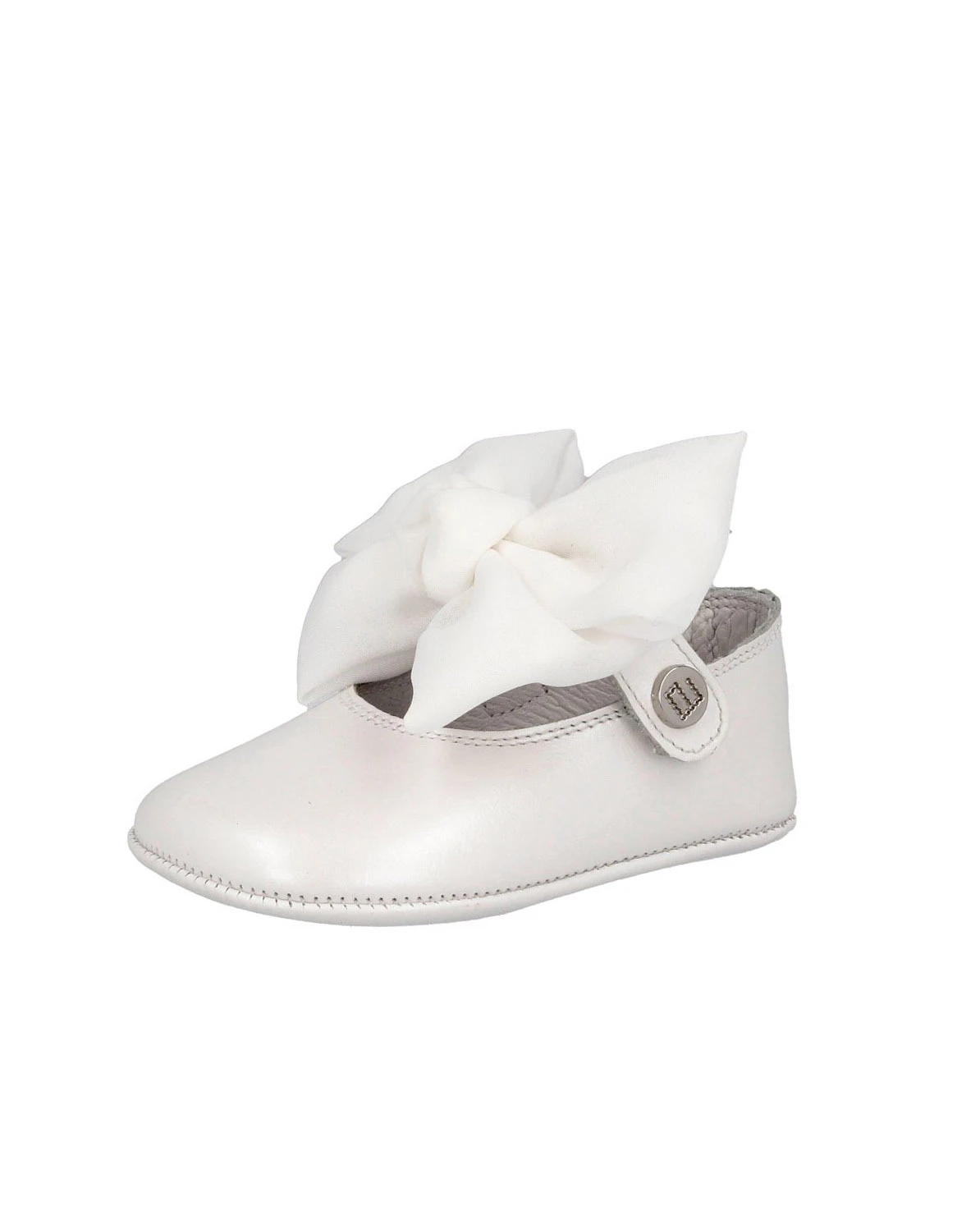 Baby Girl Leather Baby Ballerina with Oversized Chiffon Bow