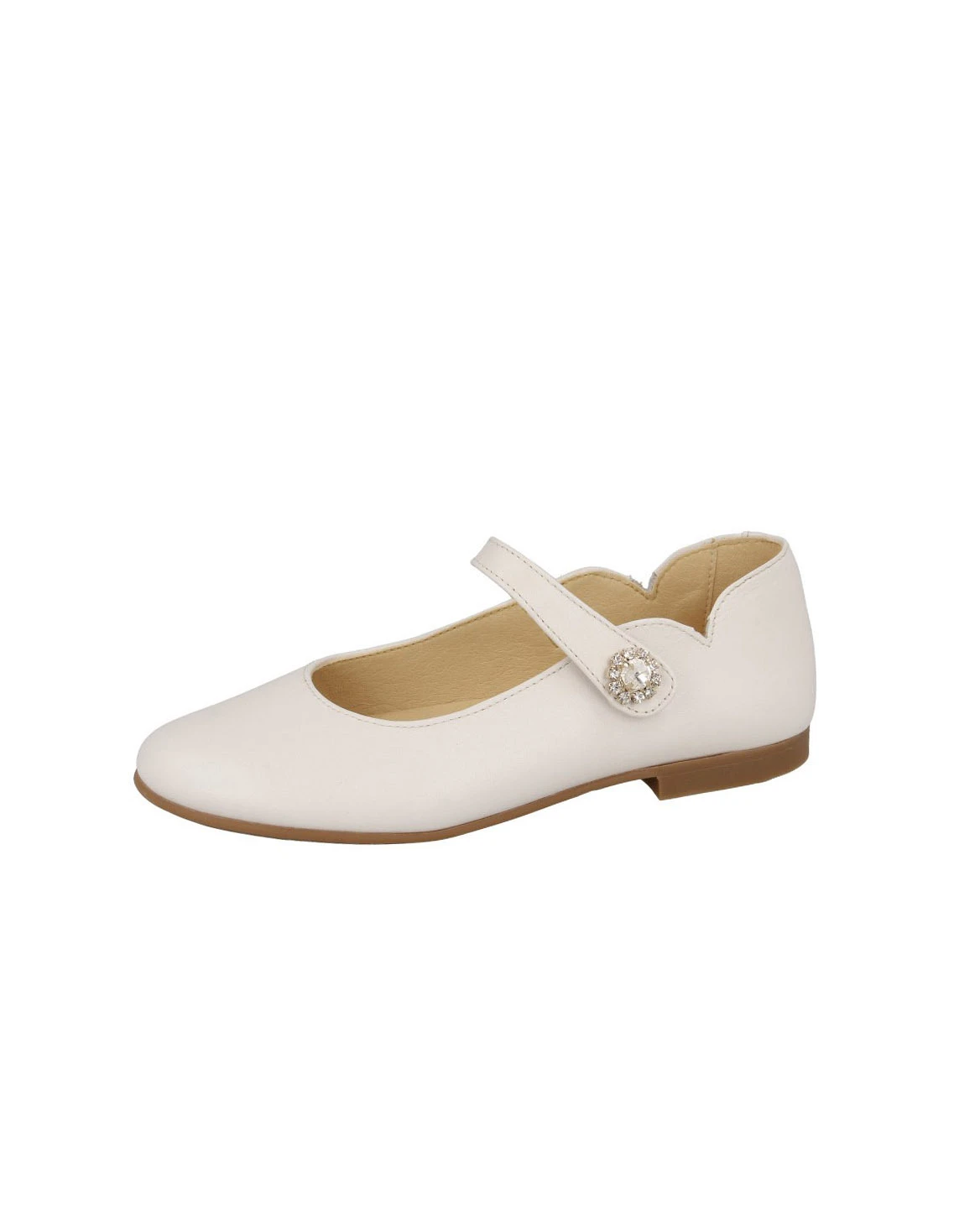 Baby Girl Leather Mary Janes with Rhinestone Button