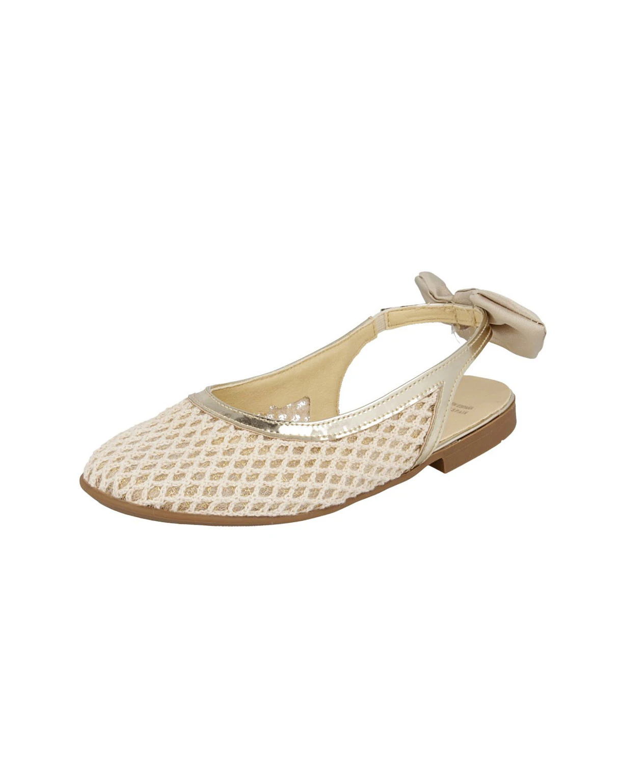 Baby Girl Crochet Mesh Slingbacks Ballerina with Heel Bow