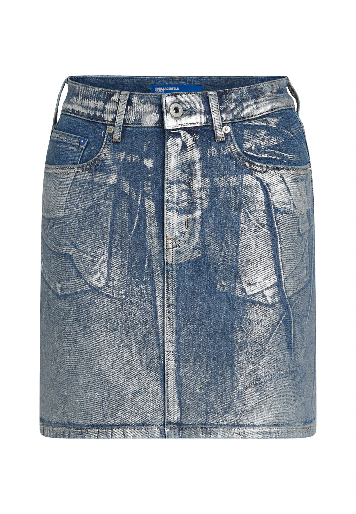 Coated Denim Mini Skirt Image