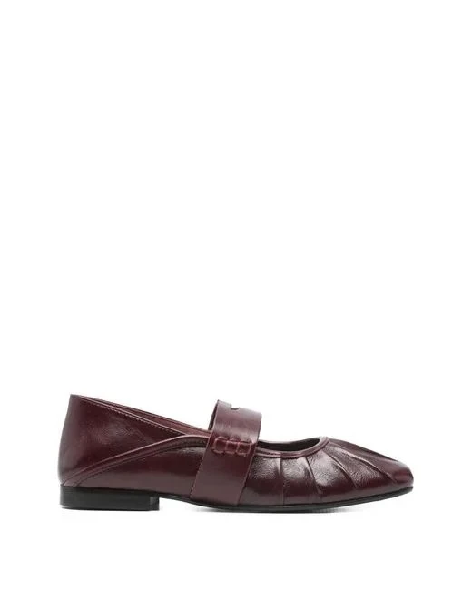 Ruched Leather Mary Jane Ballerina