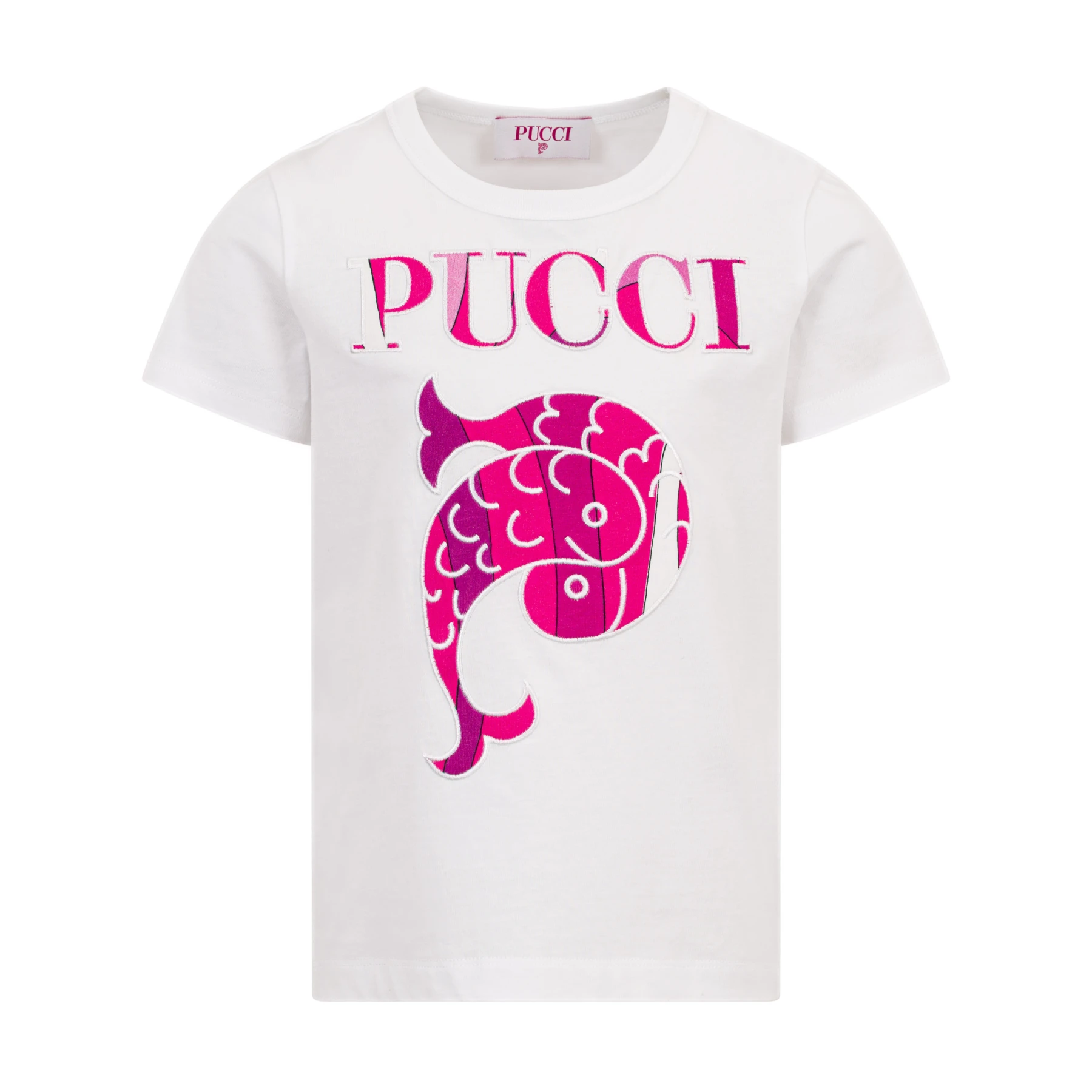 Kids Girls Short Sleeve Cotton T-Shirt with Marmo Loogo