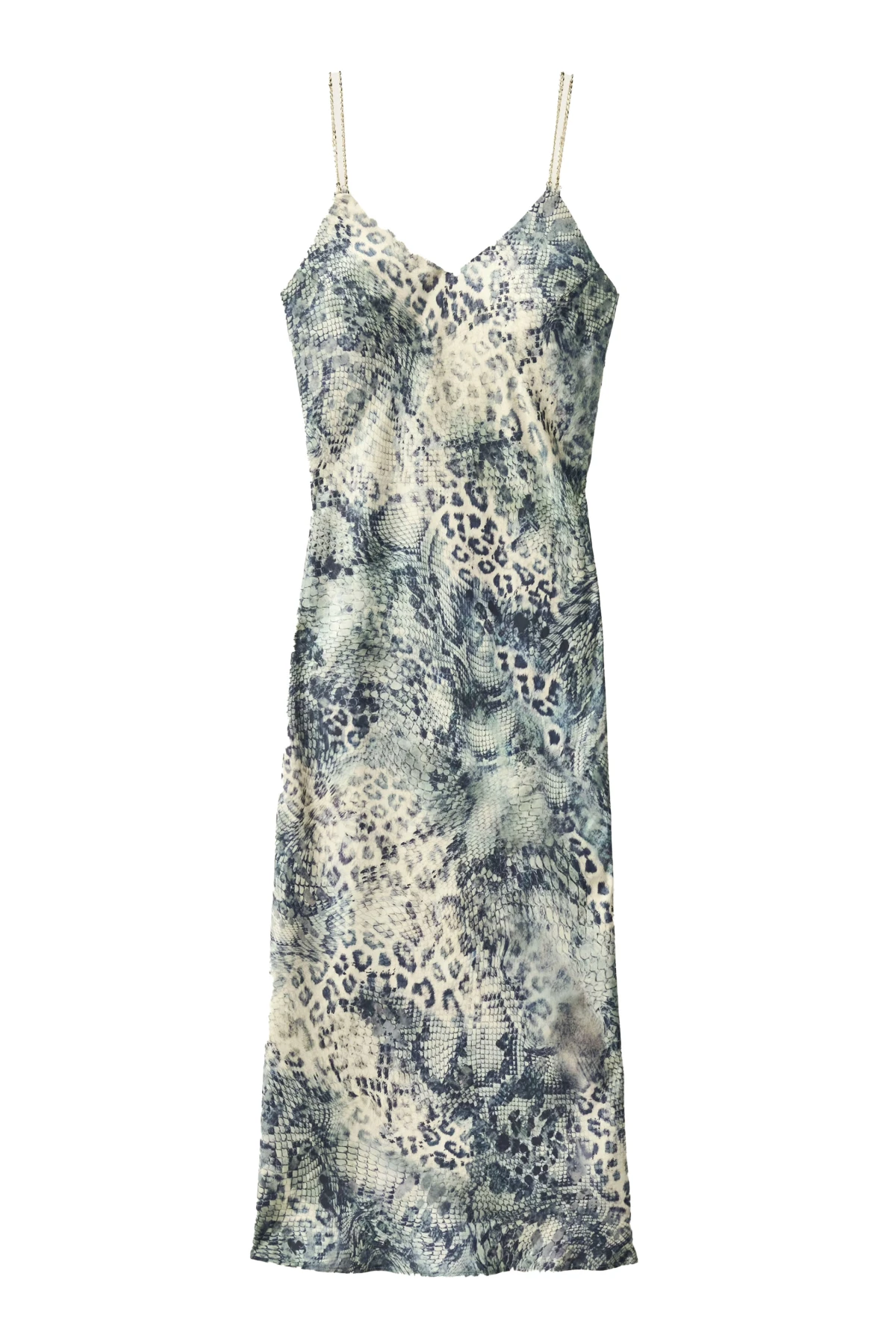 Leopard Print Chain-Strap Slip Dress