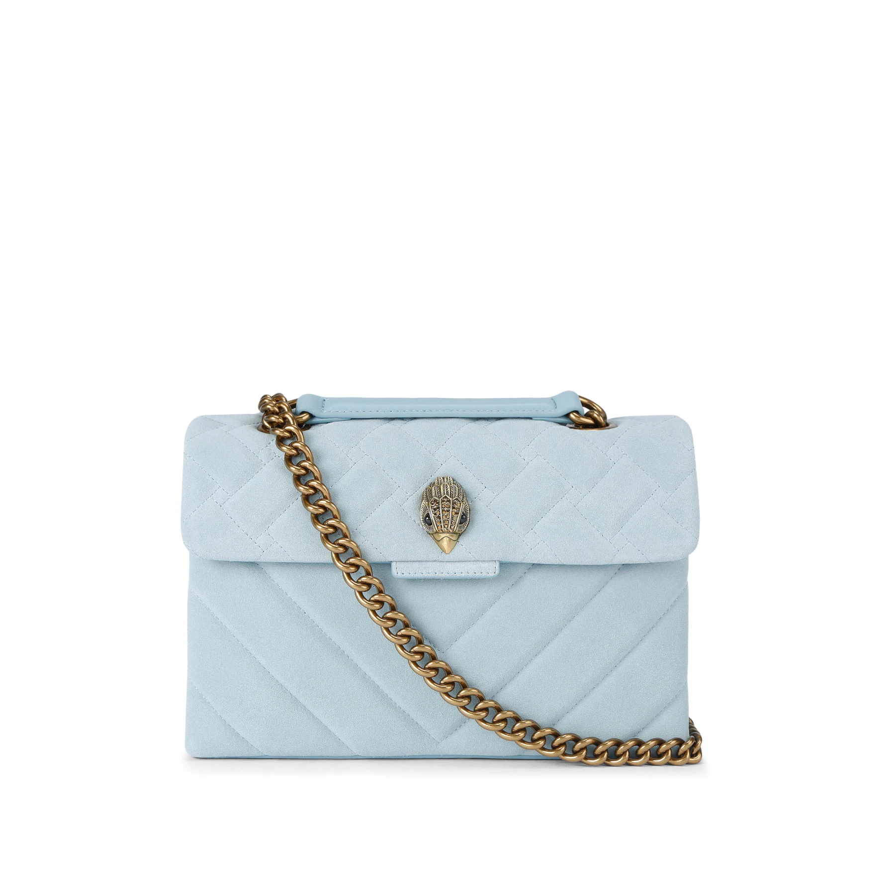 Medium Quilted Suede & Leather Kensington Shoulder Bag