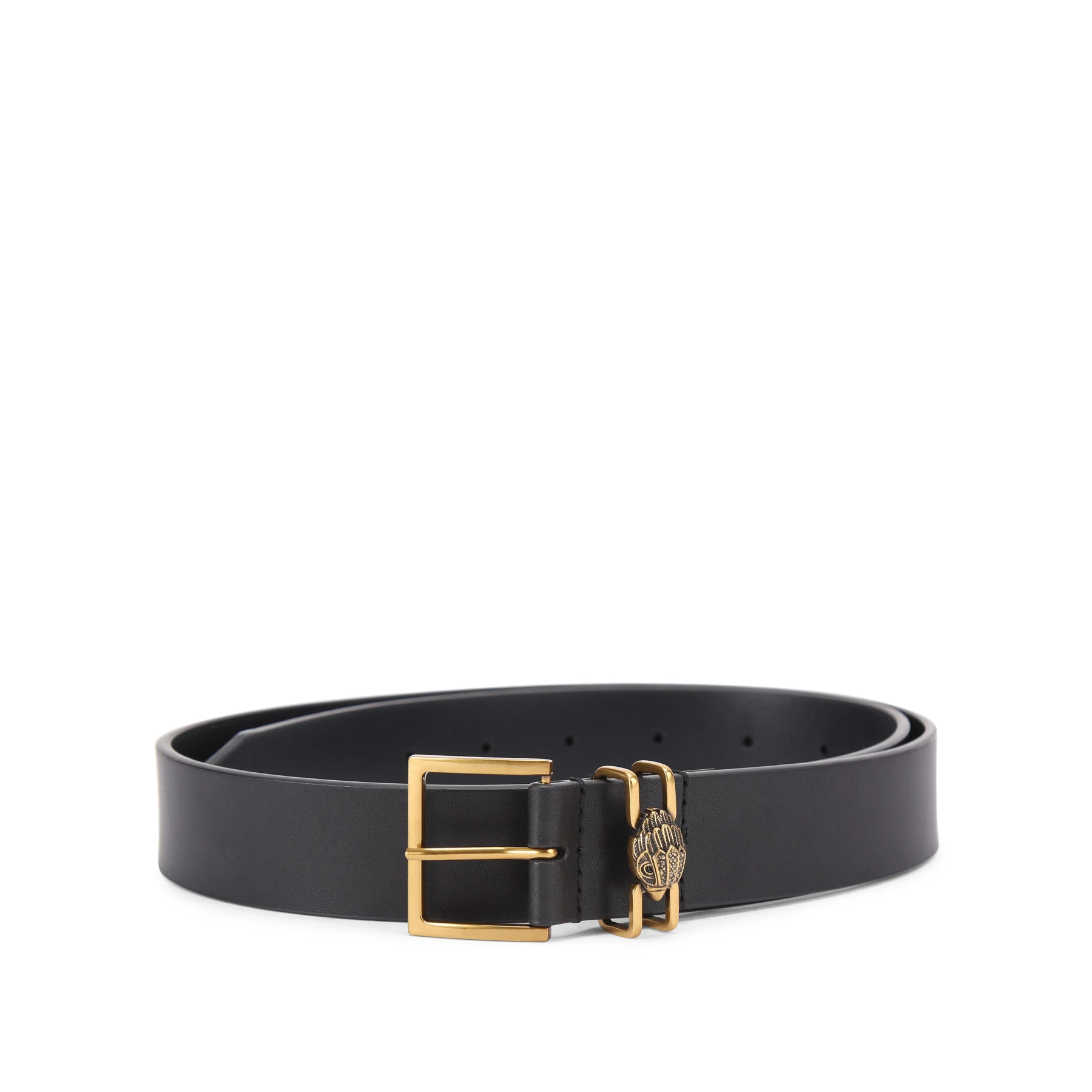 Smooth Leather Belt with Antiqued Brass Eagle Buckle