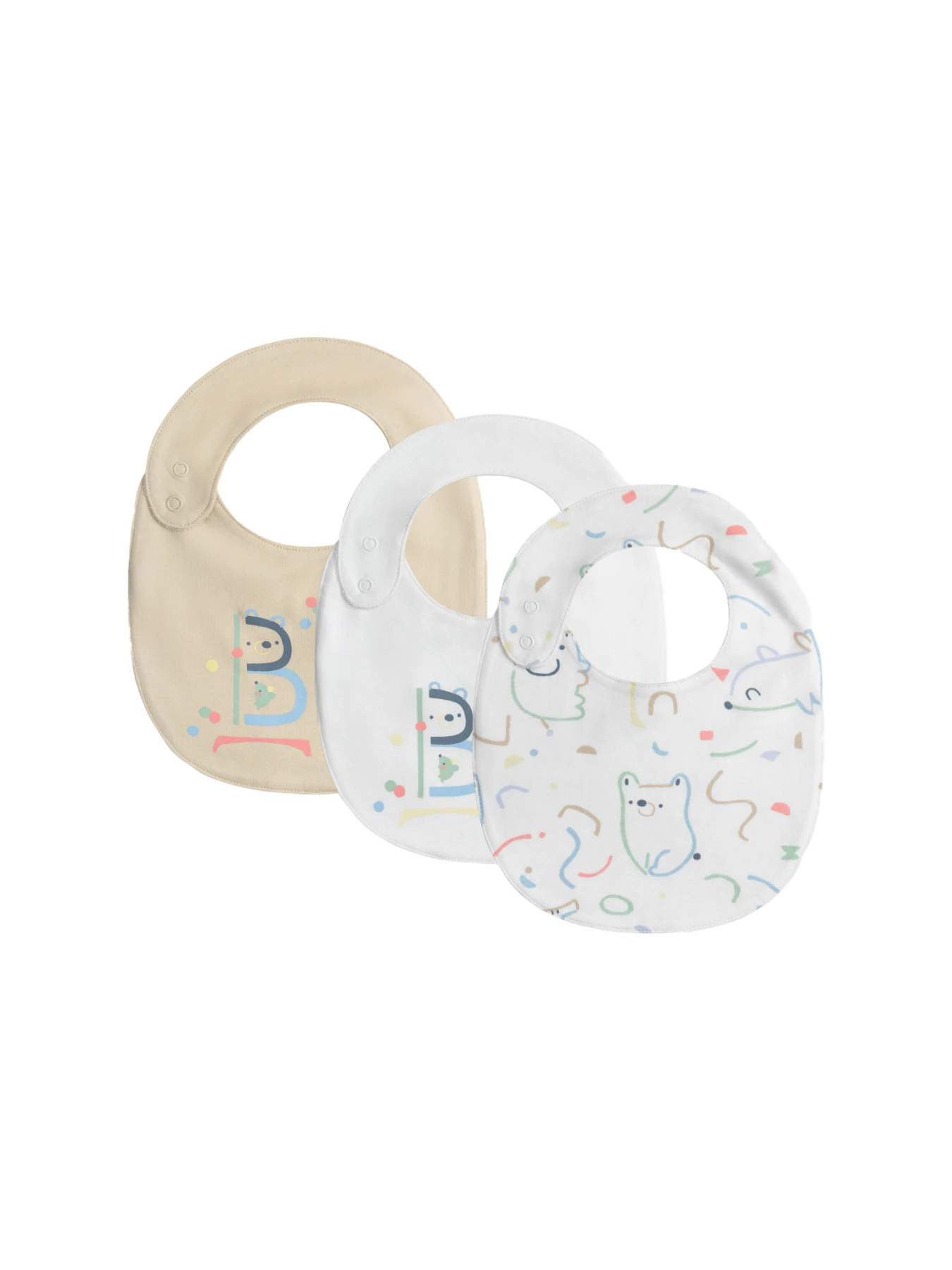 Baby Neutral Set of 3 - Cotton Fancy Printed Bibs