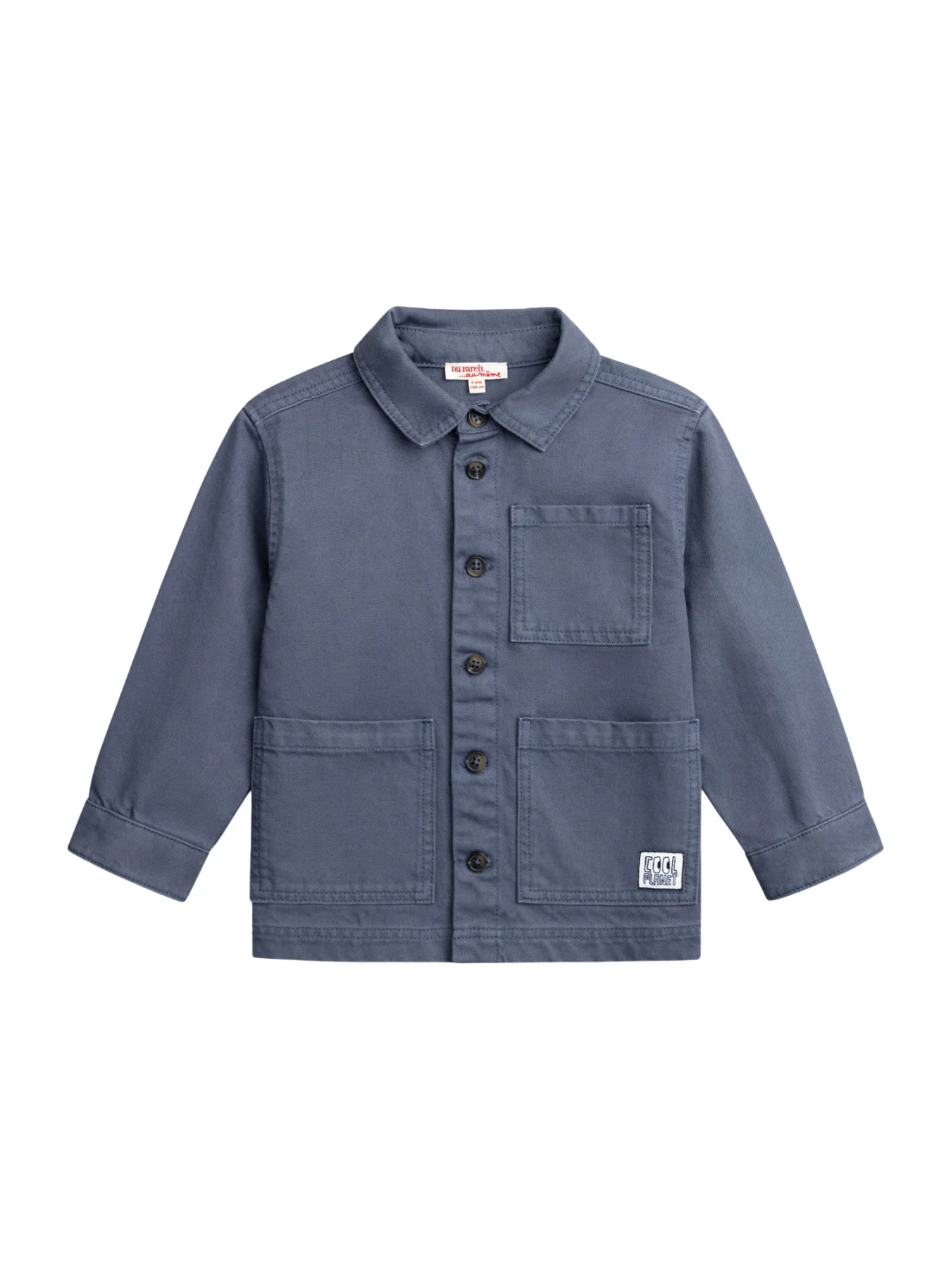 Kids Boys Cotton Twill Button-Down Overshirt With Pockets