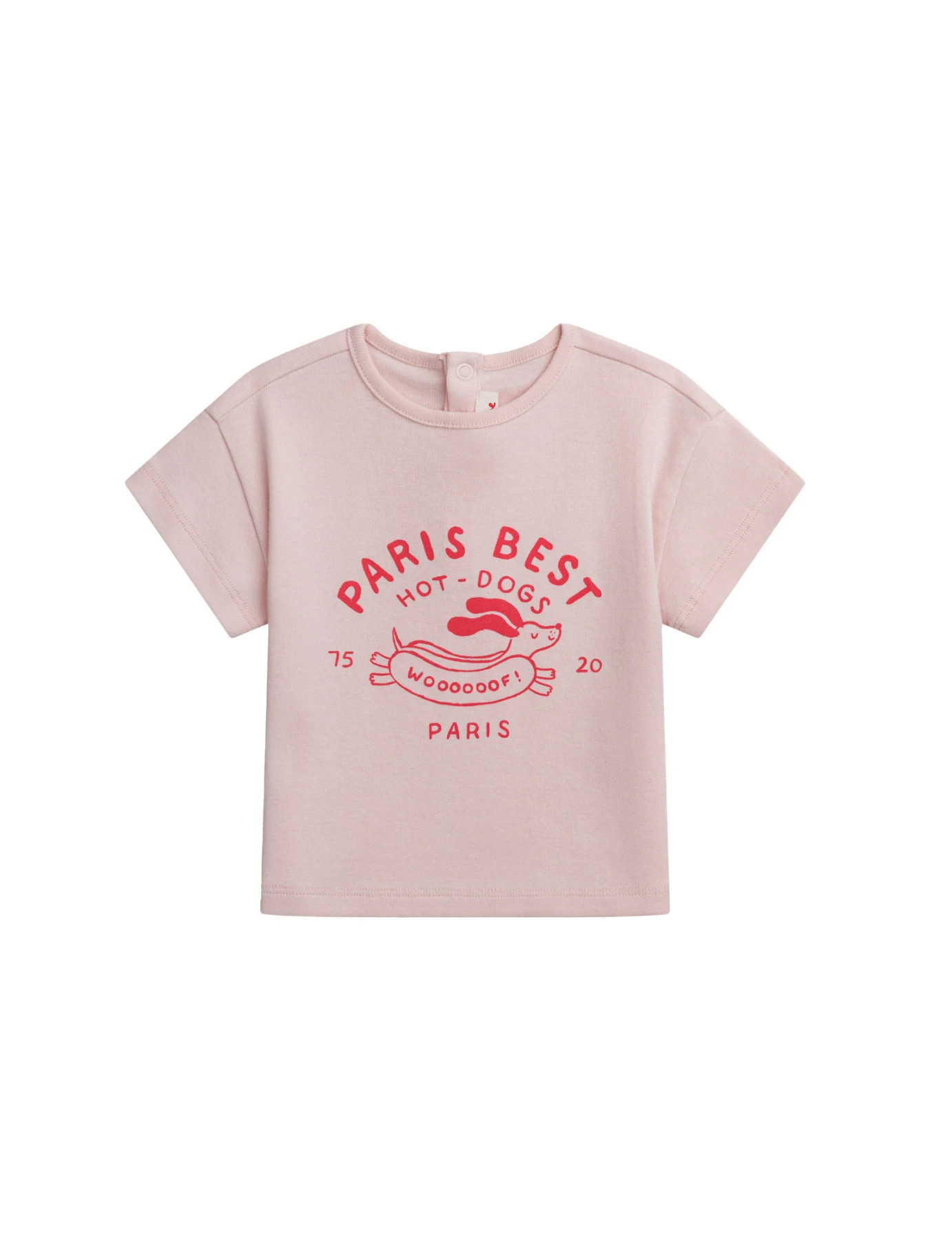 Baby Girl Short Sleeve T-shirt with "Paris Hot-Dogs" Print